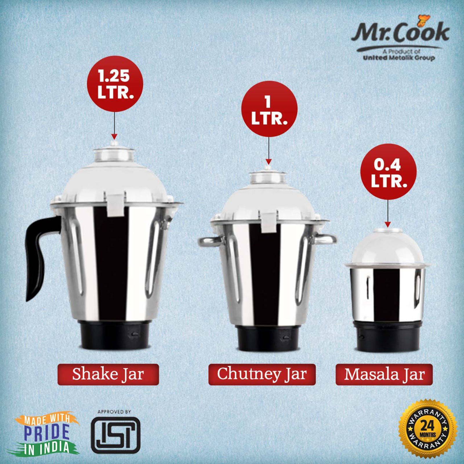 MR COOK Xtreme 1000 Watt 3 Jars Mixer Grinder (Heat Resistant Cool Touch Body, White & Black)_5
