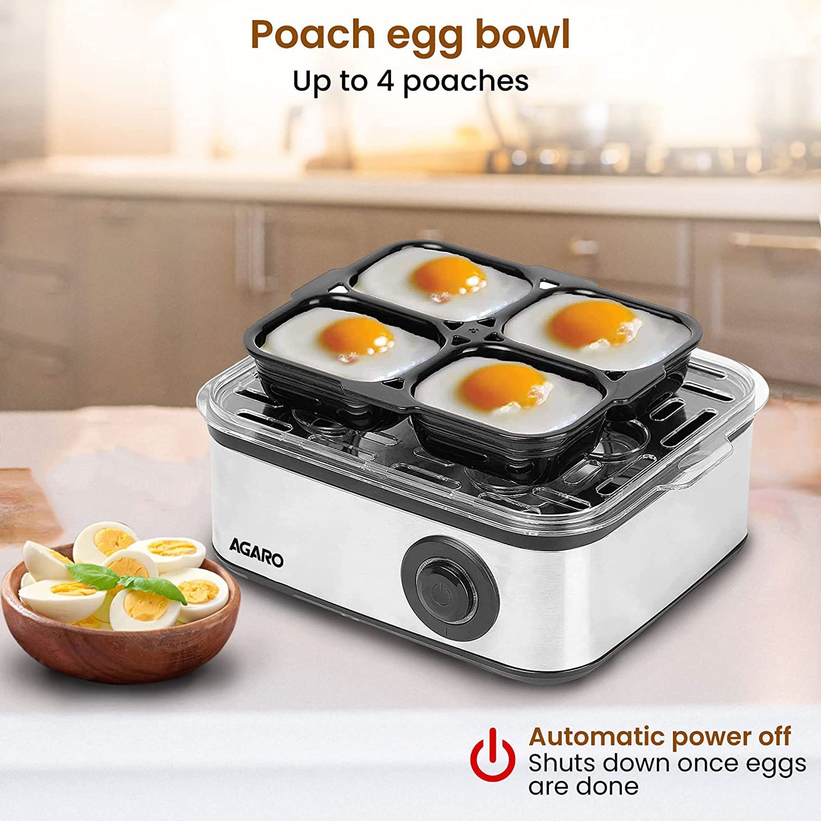 AGARO Grand 8 Egg Electric Egg Boiler & Poacher with Auto Shut Off (Silver)_8