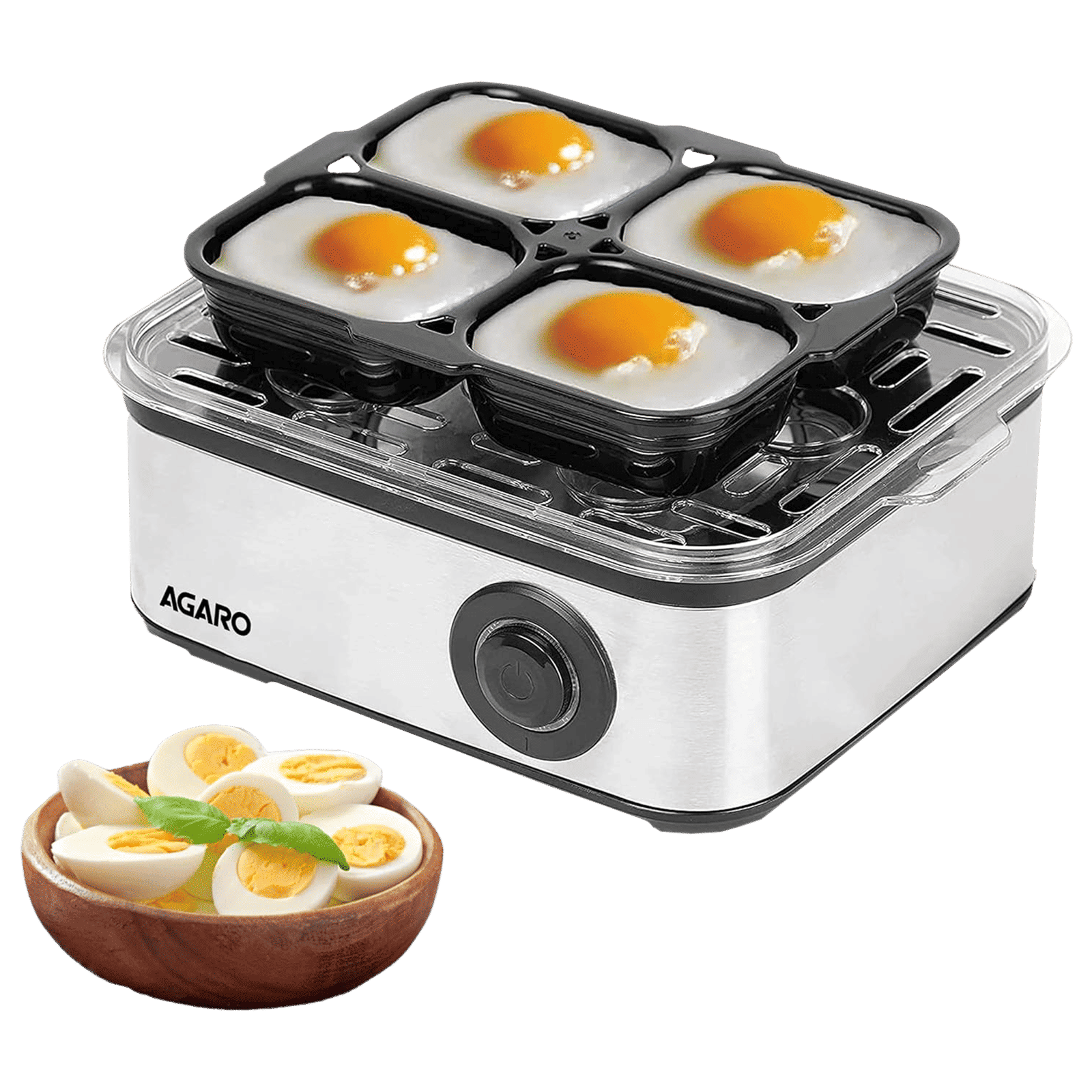 AGARO Grand 8 Egg Electric Egg Boiler & Poacher with Auto Shut Off (Silver)_4