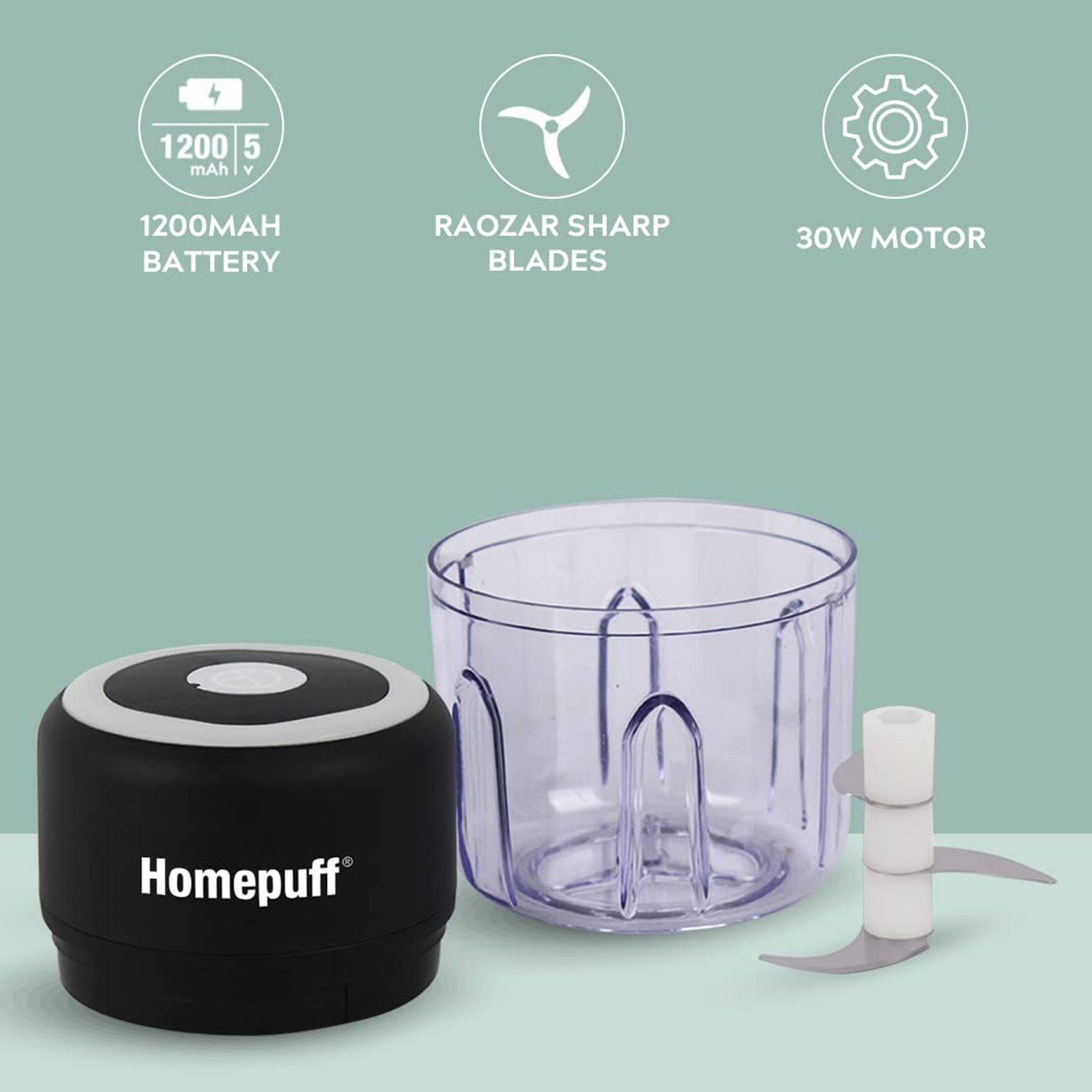 HomePuff H311 30 Watt Electric Vegetable Chopper with 3 Blades (Black)_4