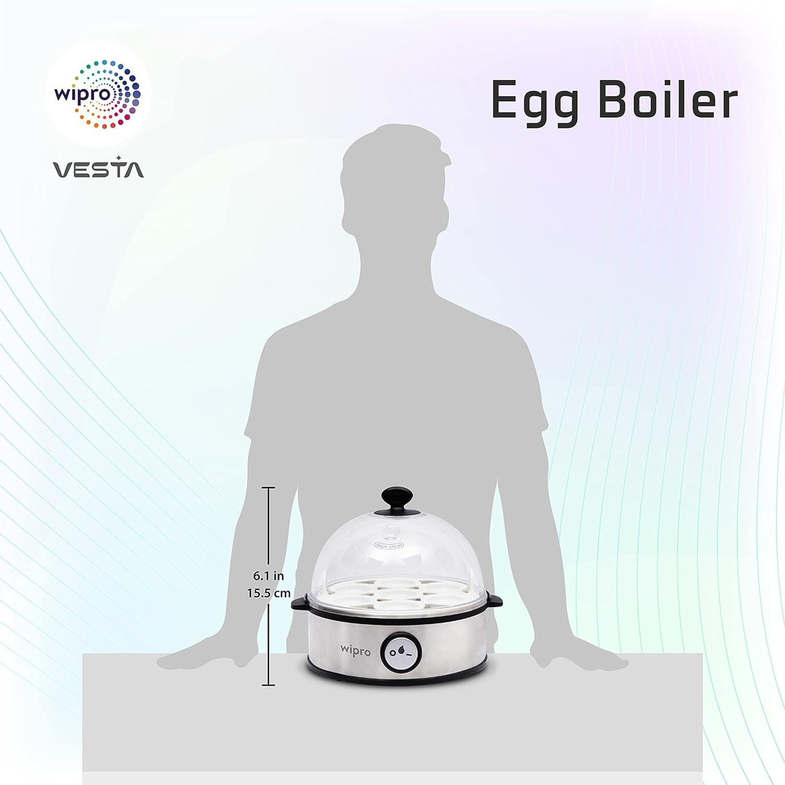 wipro Vesta 7 Egg Electric Egg Boiler with 3 Boil Modes (White)_6