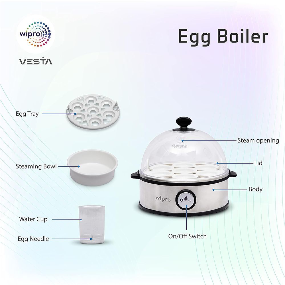 wipro Vesta 7 Egg Electric Egg Boiler with 3 Boil Modes (White)_7