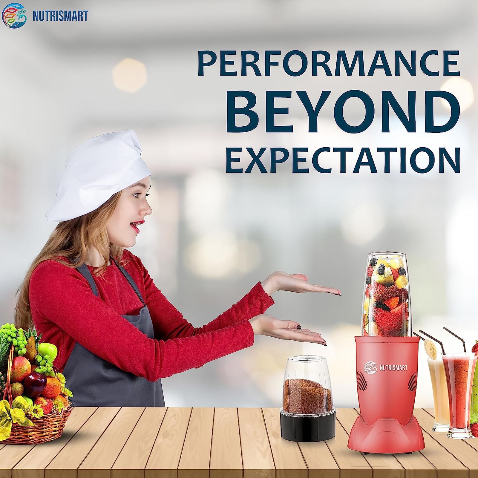 NutriSmart Nutriblend 500 Watt 2 Jars Mixer Grinder (22000 RPM, Overload Protection, Matt Pink)_4