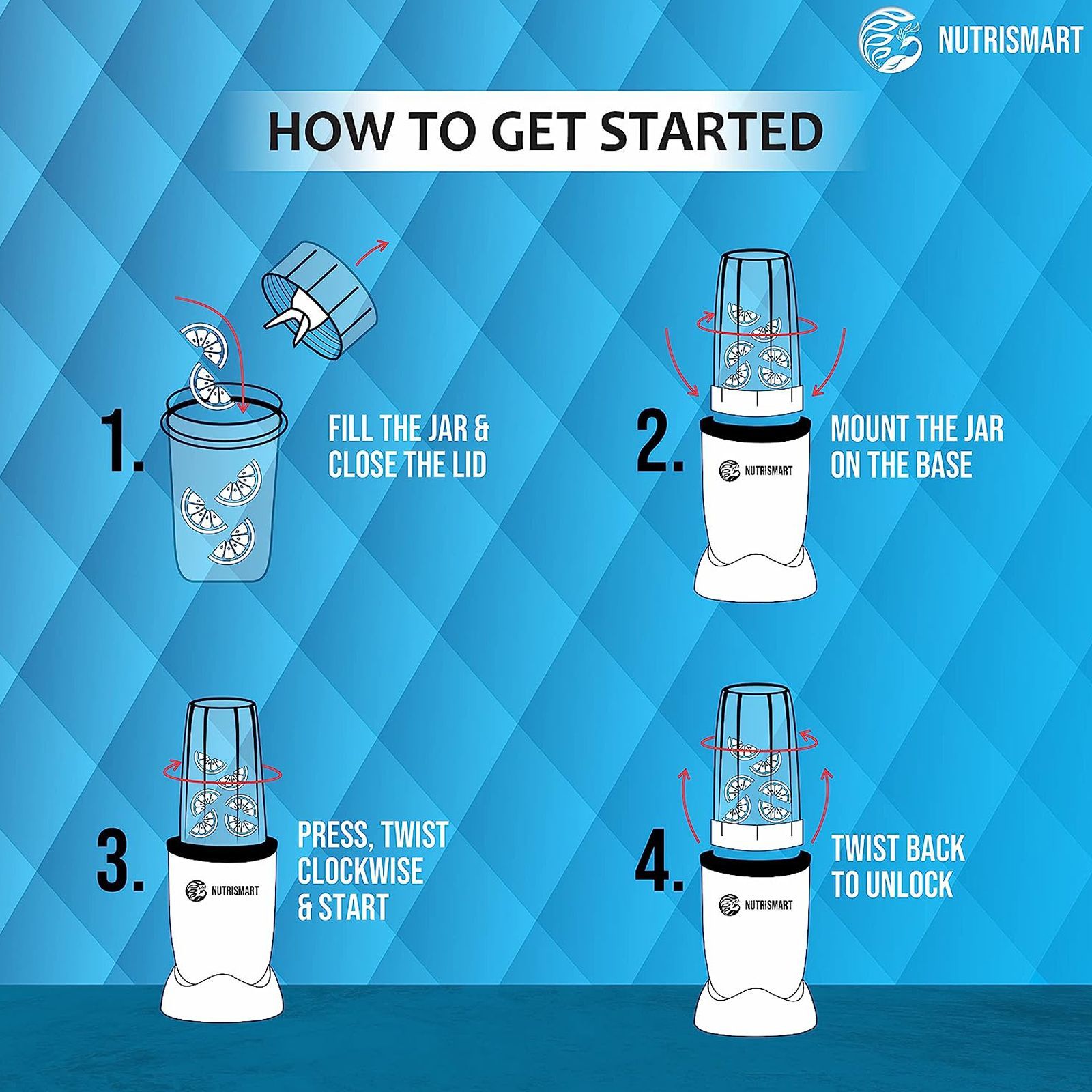 NutriSmart Nutriblend 500 Watt 2 Jars Mixer Grinder (22000 RPM, Overload Protection, Matt Blue) NutriSmart Nutriblend 500 Watt 2 Jars Mixer Grinder (22000 RPM, Overload Protection, Matt Blue)_4