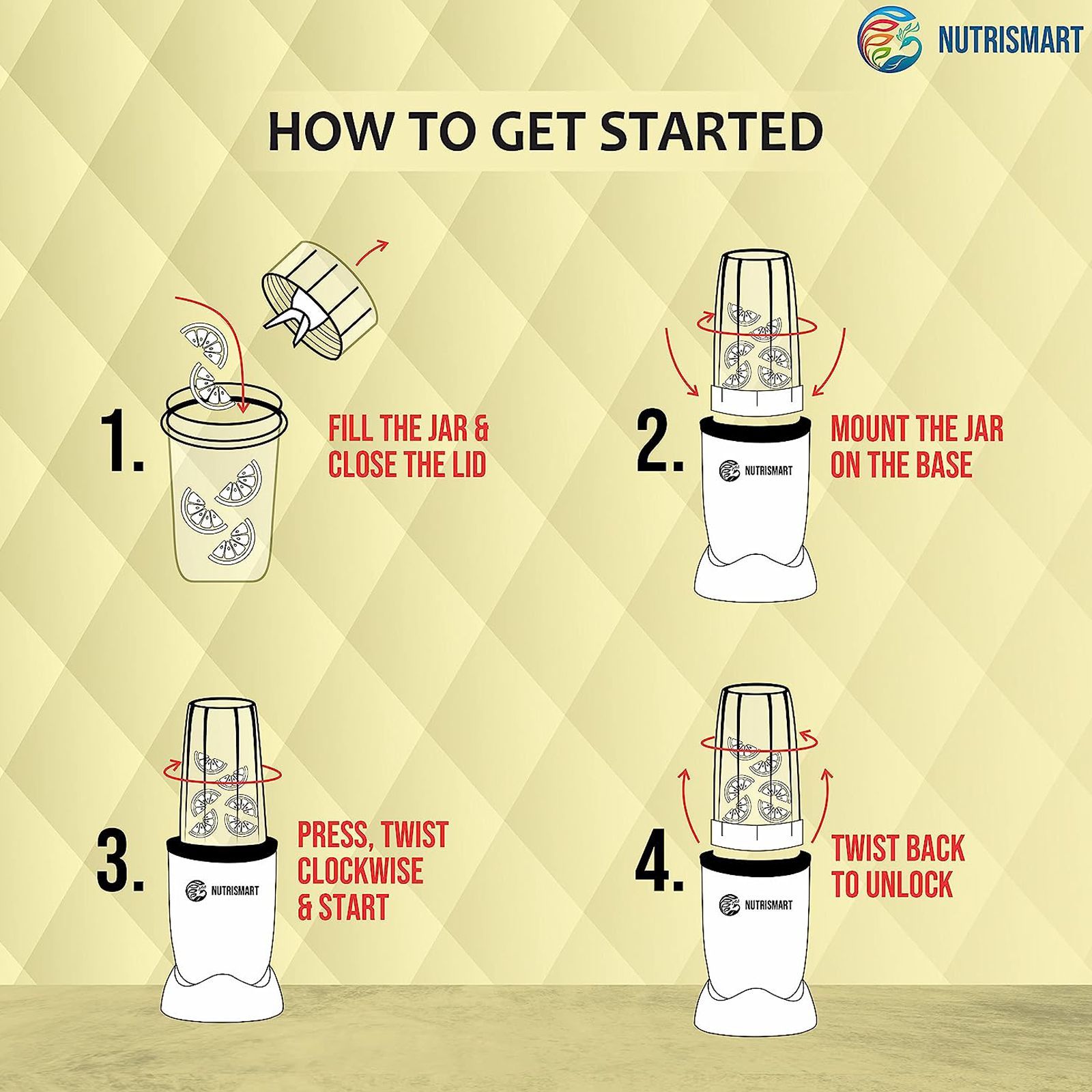 NutriSmart Nutriblend 500 Watt 2 Jars Mixer Grinder (22000 RPM, Overload Protection, Mehndi Green)_5