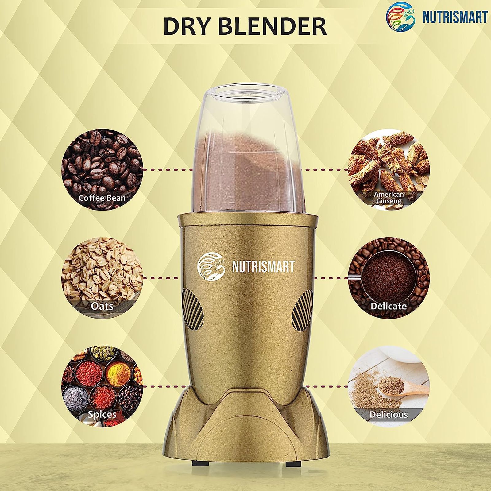 NutriSmart Nutriblend 500 Watt 2 Jars Mixer Grinder (22000 RPM, Overload Protection, Mehndi Green)_9