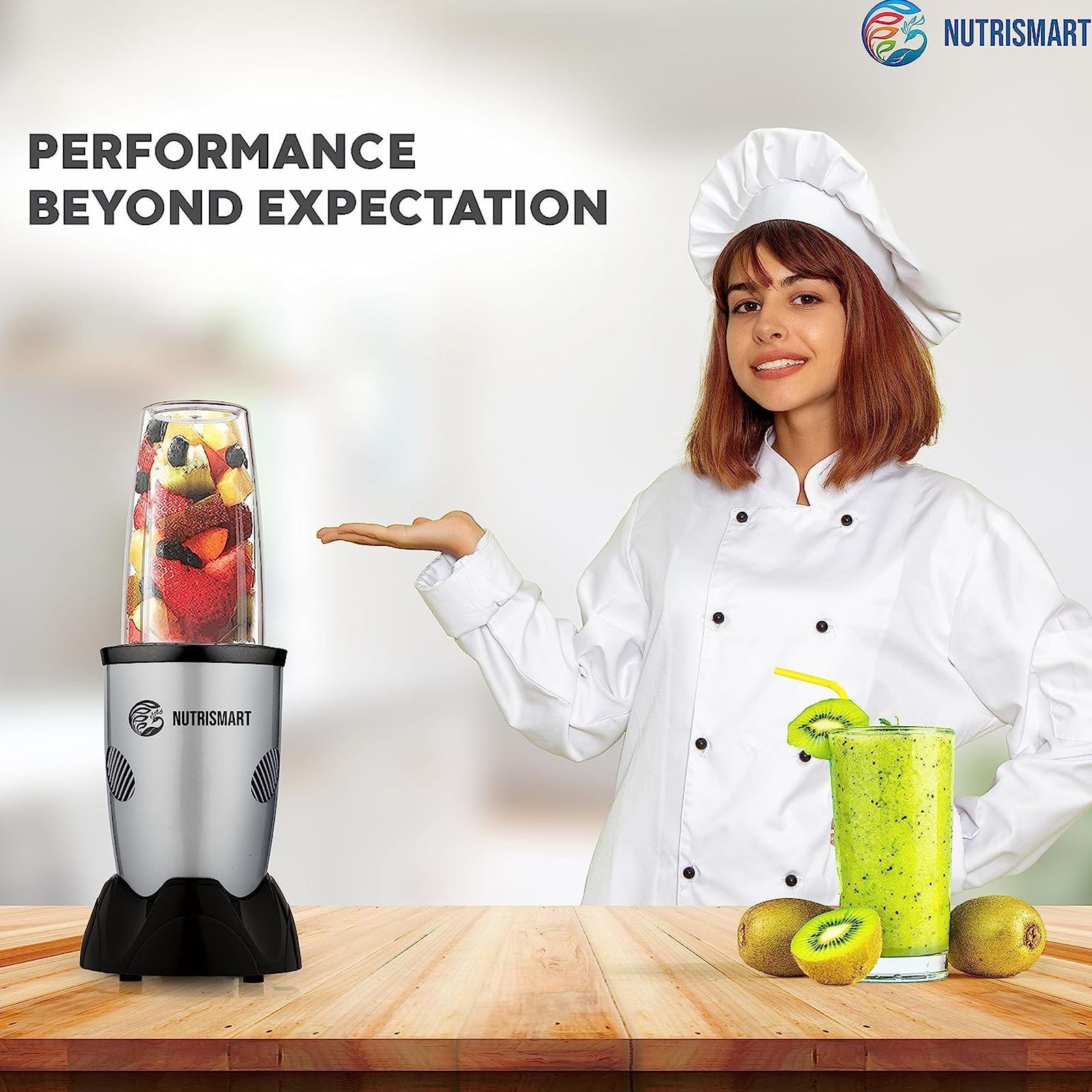 NutriSmart Nutriblend 500 Watt 2 Jars Mixer Grinder (22000 RPM, Overload Protection, Silver)_4