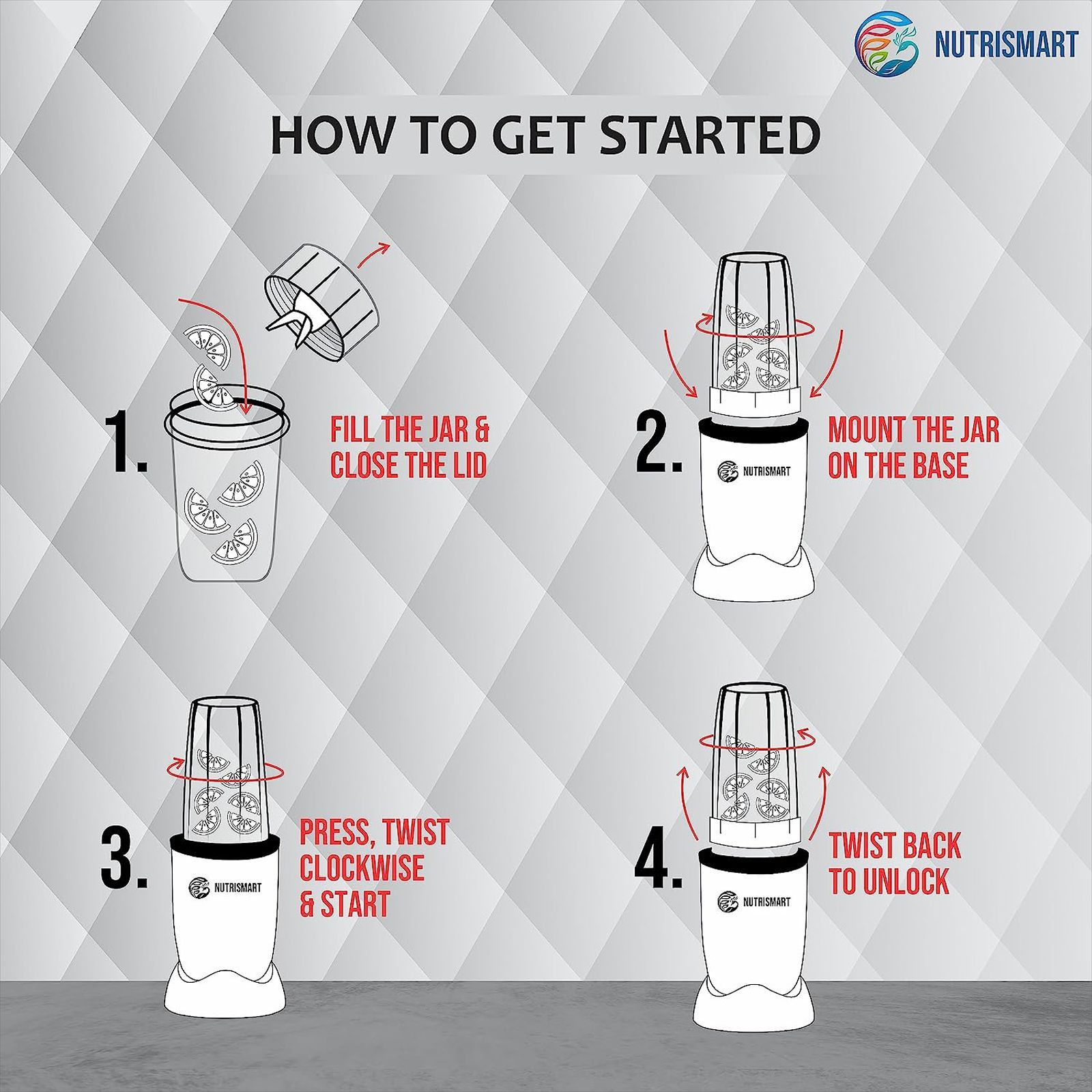 NutriSmart Nutriblend 500 Watt 2 Jars Mixer Grinder (22000 RPM, Overload Protection, Silver)_6