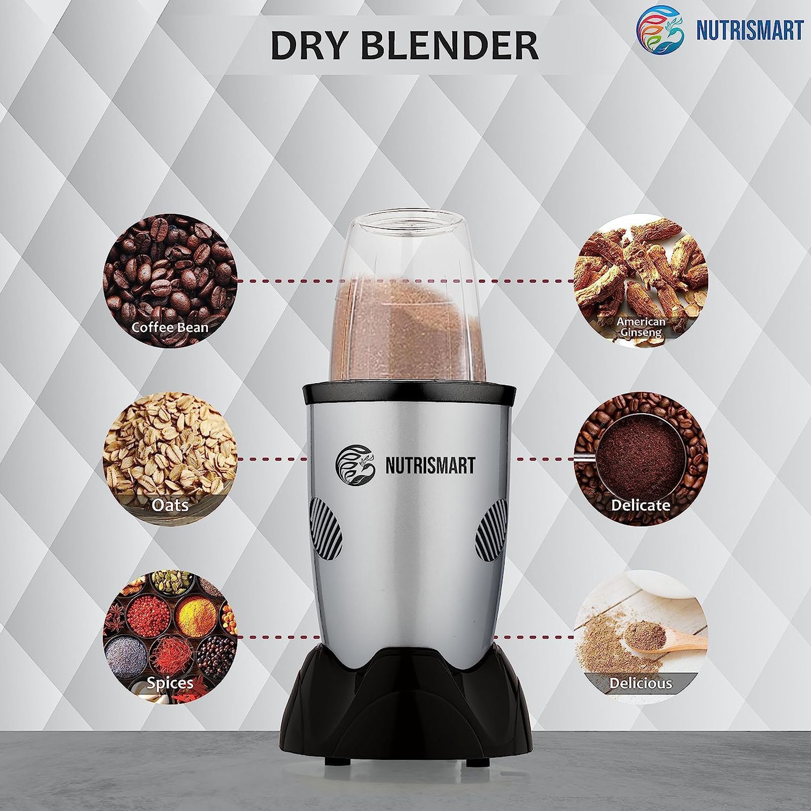 NutriSmart Nutriblend 500 Watt 2 Jars Mixer Grinder (22000 RPM, Overload Protection, Silver)_9