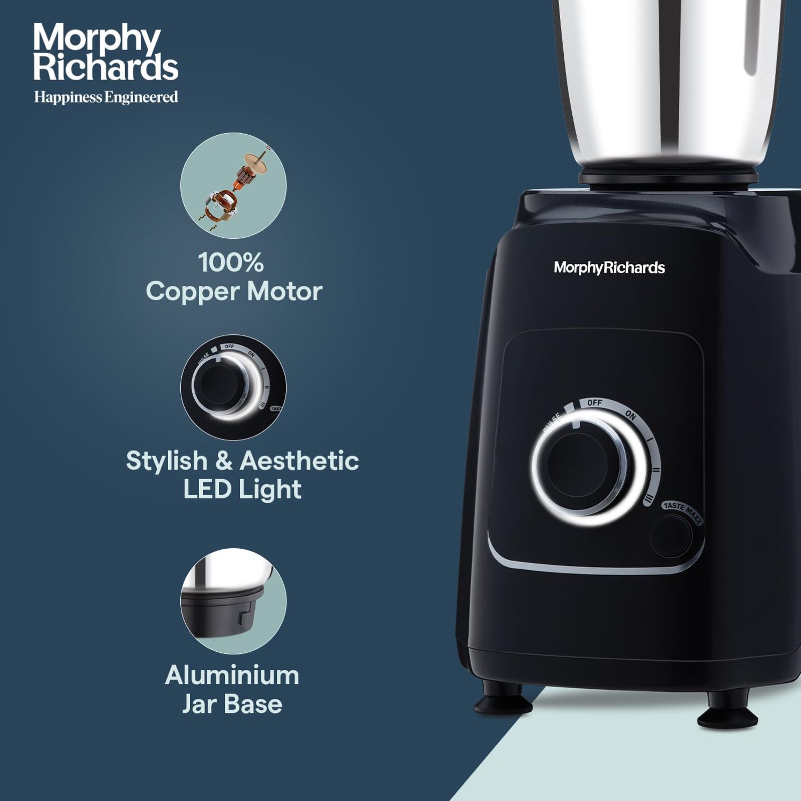 Morphy Richards Grindpro Maxx 1000 Watt 4 Jars Mixer Grinder (20000 RPM, Copper Motor, Black)_6