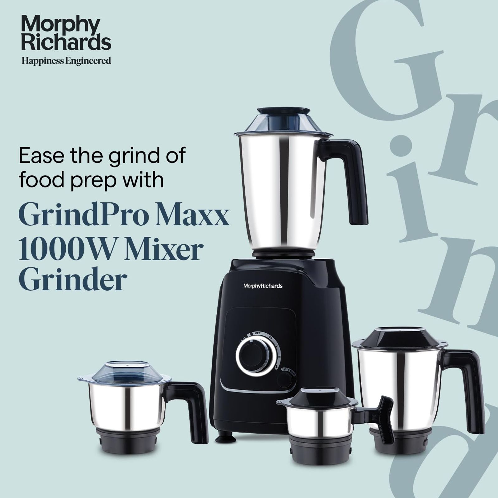 Morphy Richards Grindpro Maxx 1000 Watt 4 Jars Mixer Grinder (20000 RPM, Copper Motor, Black)_7