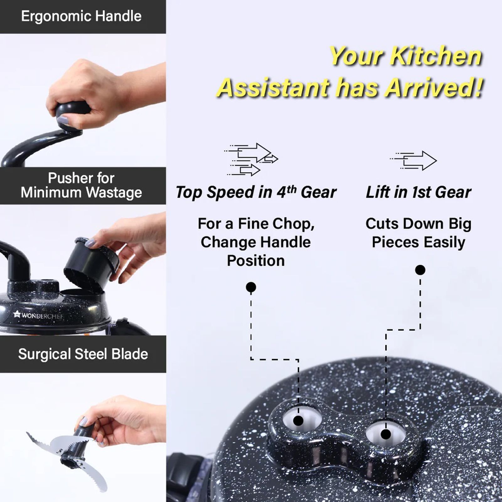 WONDERCHEF Turbo Vegetable and Fruit Chopper with 4 Blades (Black)_12