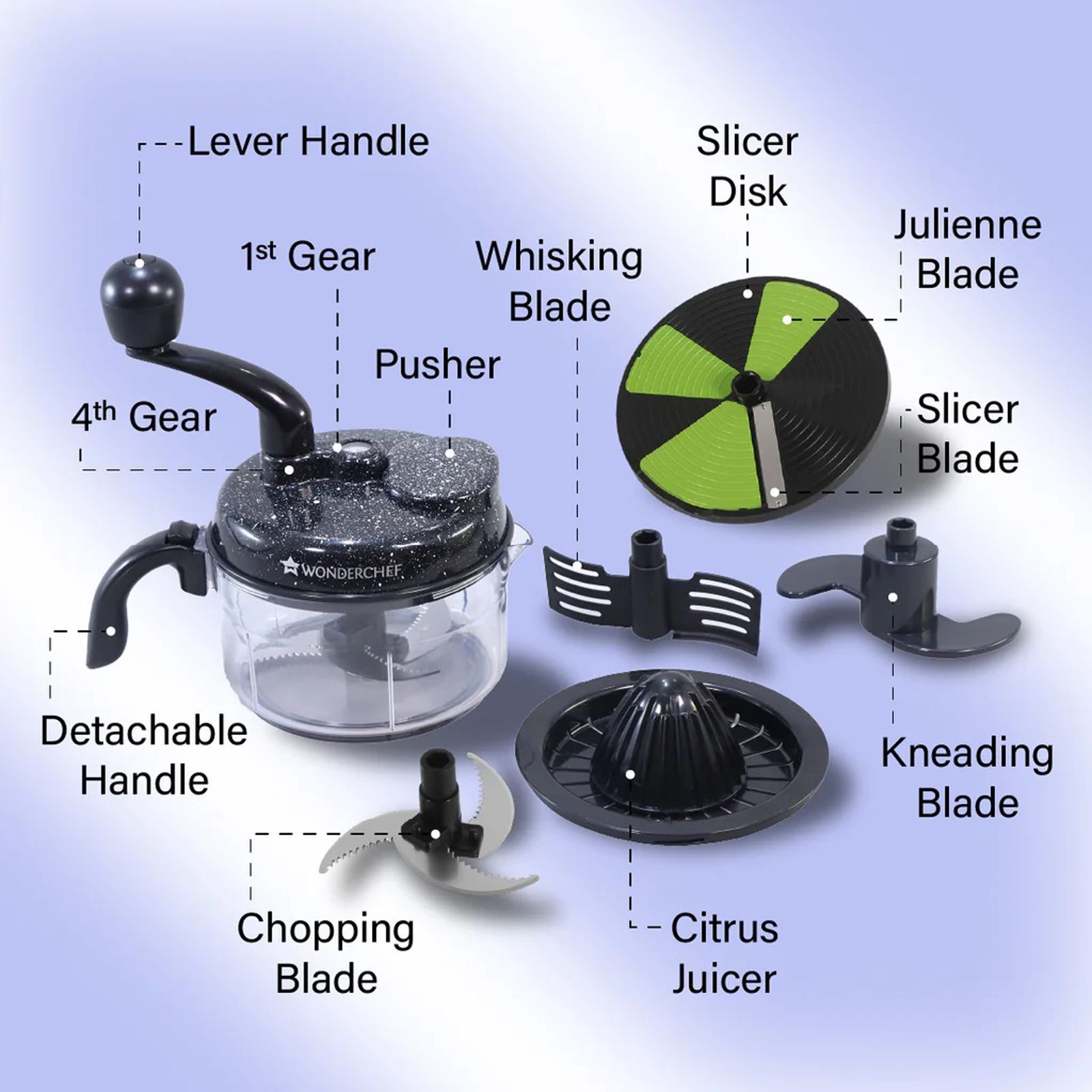WONDERCHEF Turbo Vegetable and Fruit Chopper with 4 Blades (Black)_13