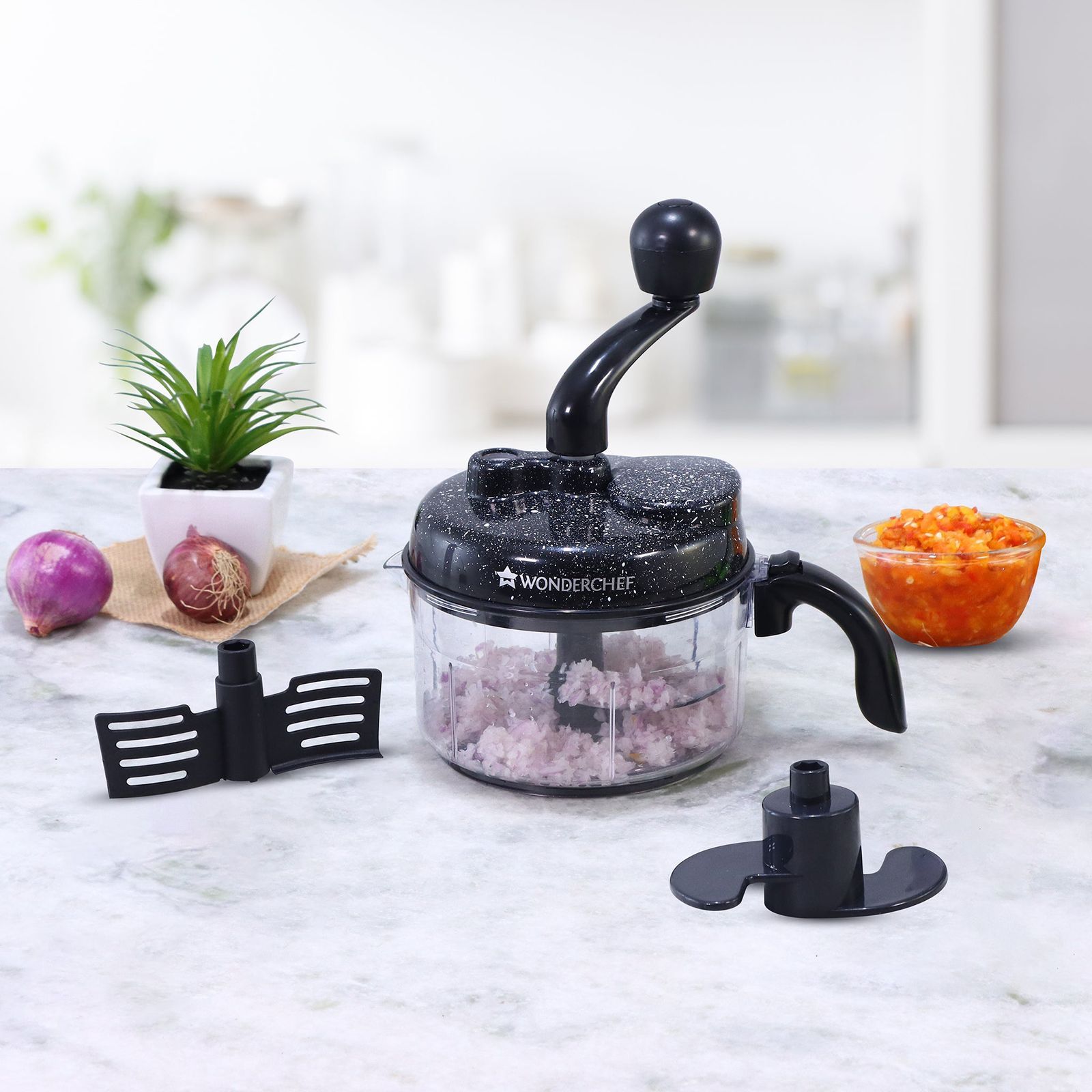 WONDERCHEF Turbo Vegetable and Fruit Chopper with 4 Blades (Black)_15