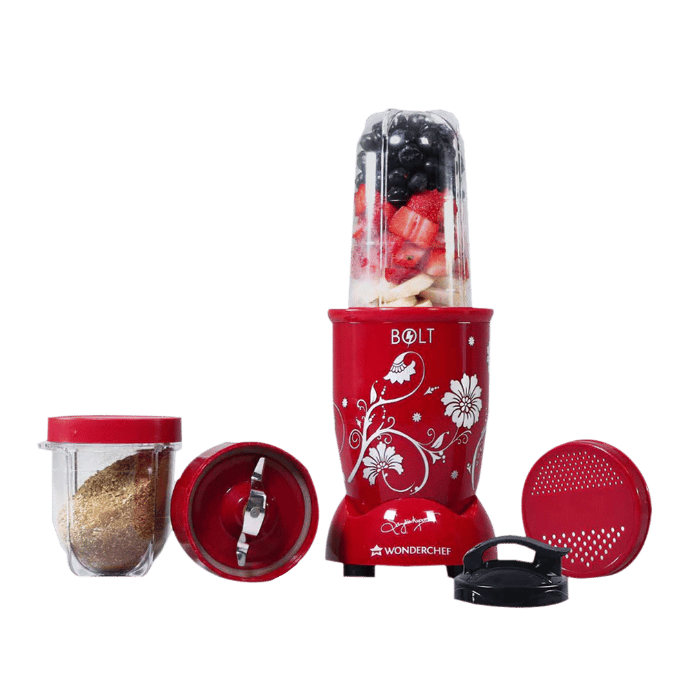 WONDERCHEF Nutri-blend BOLT 600 Watt 2 Jars Mixer Grinder Blender (22000 RPM, Special Sipper Lid, Red) WONDERCHEF Nutri-blend BOLT 600 Watt 2 Jars Mixer Grinder Blender (22000 RPM, Special Sipper Lid, Red)_1