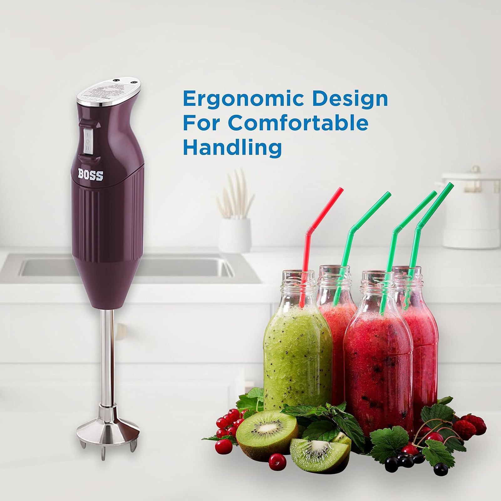 BOSS Big Boss 275 Watt 2 Speed Hand Blender with 4 Attachments (Variable Speed Control, Light Blue)_5