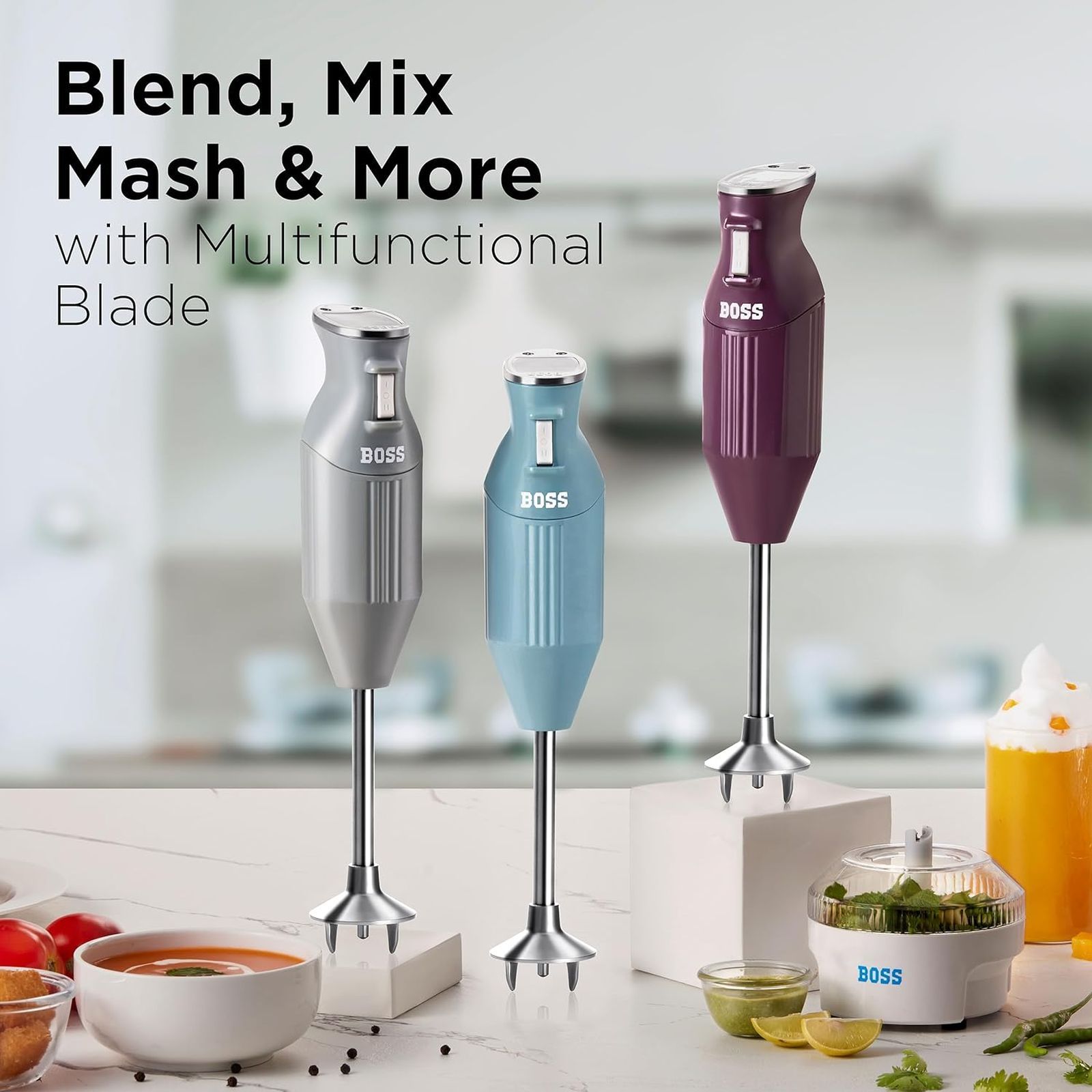BOSS Big Boss 275 Watt 2 Speed Hand Blender with 4 Attachments (Variable Speed Control, Light Blue)_3