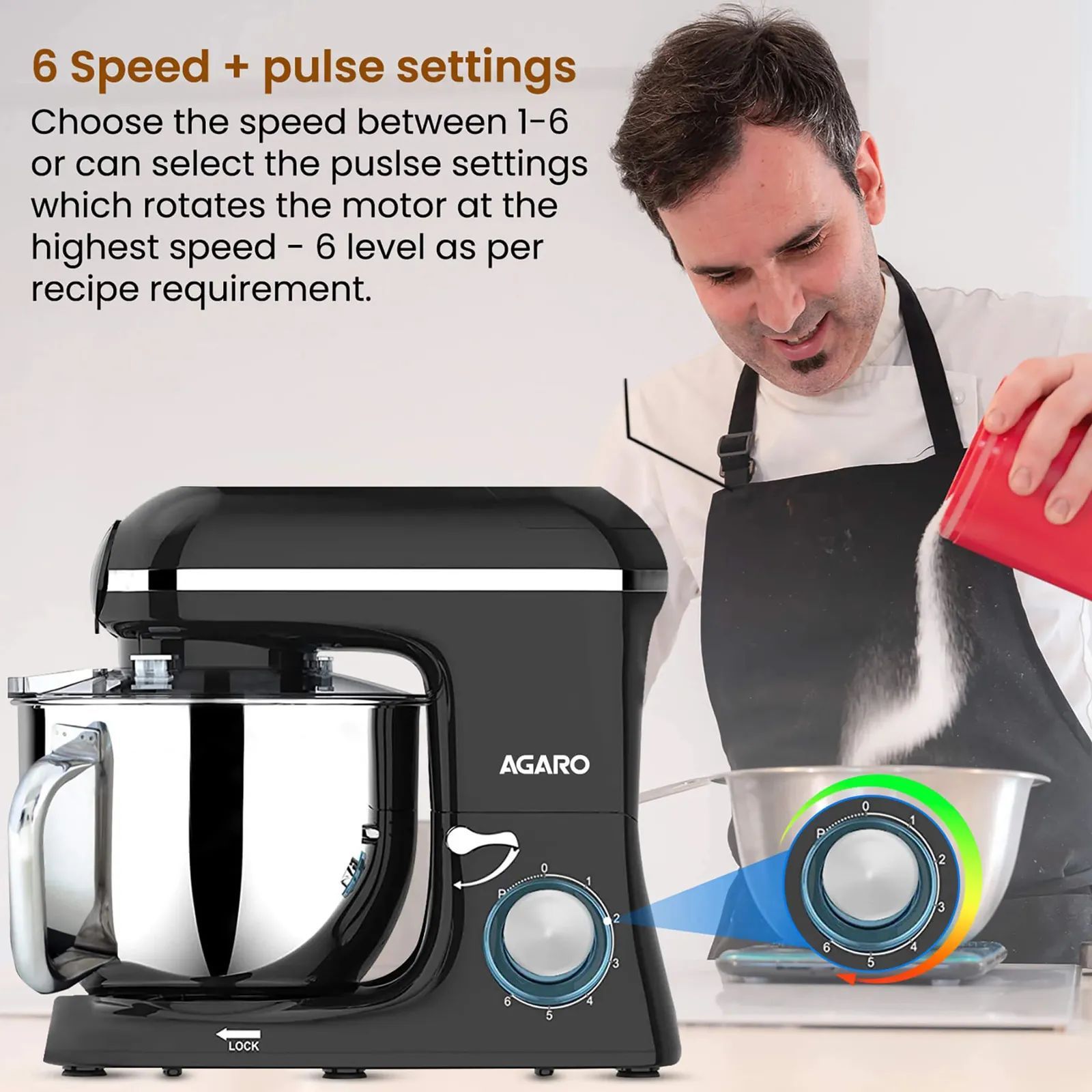 AGARO Regency 1400 Watt 1 Jar Stand Mixer (Copper Motor, Black)_6