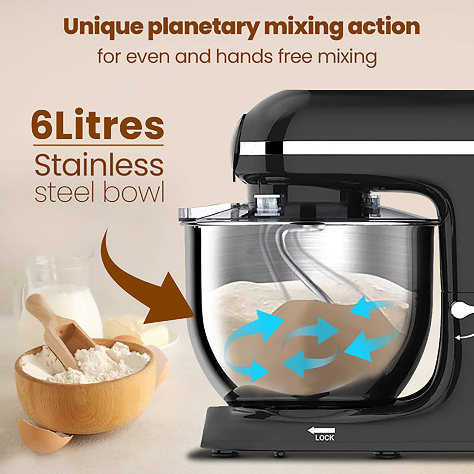 AGARO Regency 1400 Watt 1 Jar Stand Mixer (Copper Motor, Black)_3