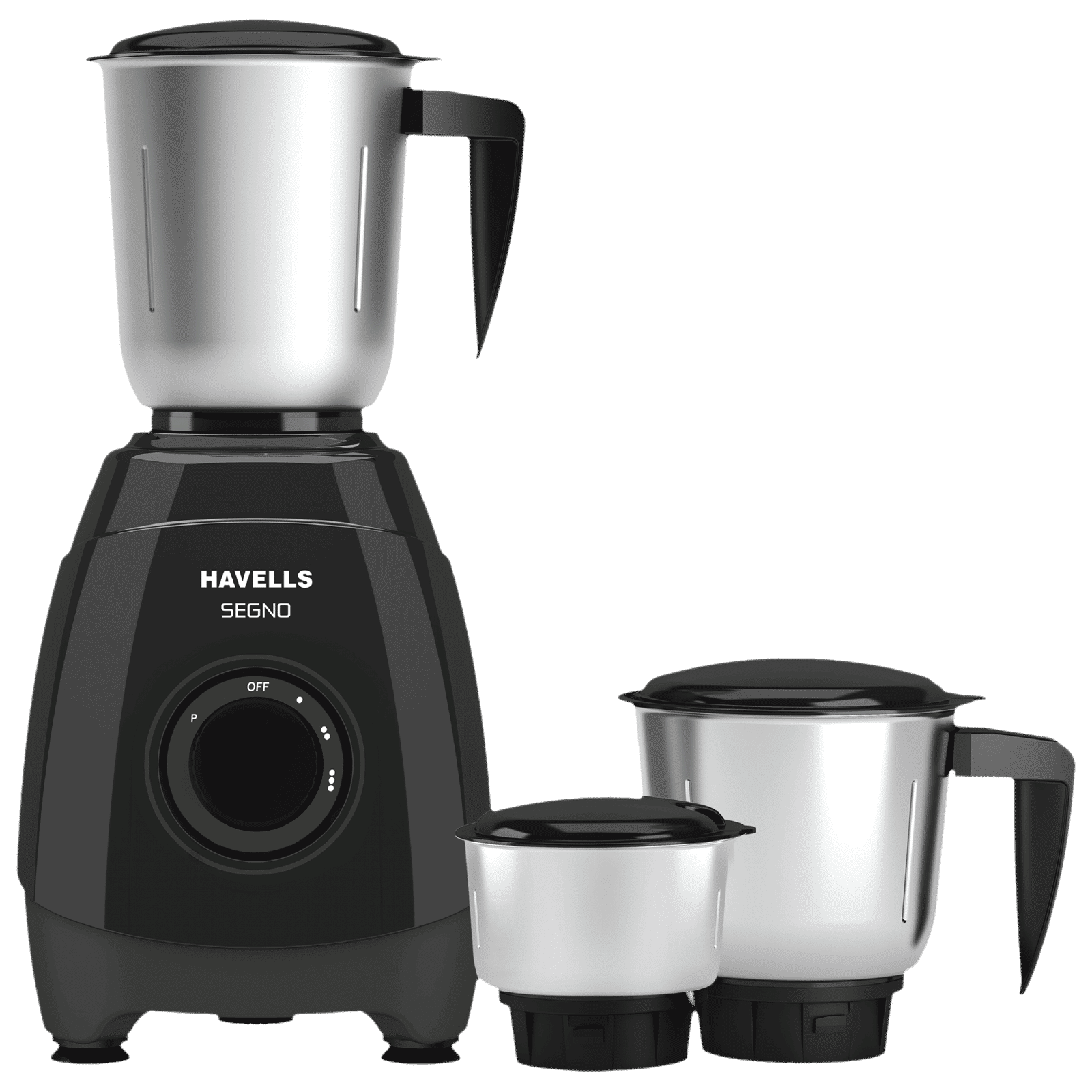 HAVELLS Segno Plus 550 Watt 3 Jars Juicer Mixer Grinder (21000 RPM, Heavy Duty Motor, Black)_1