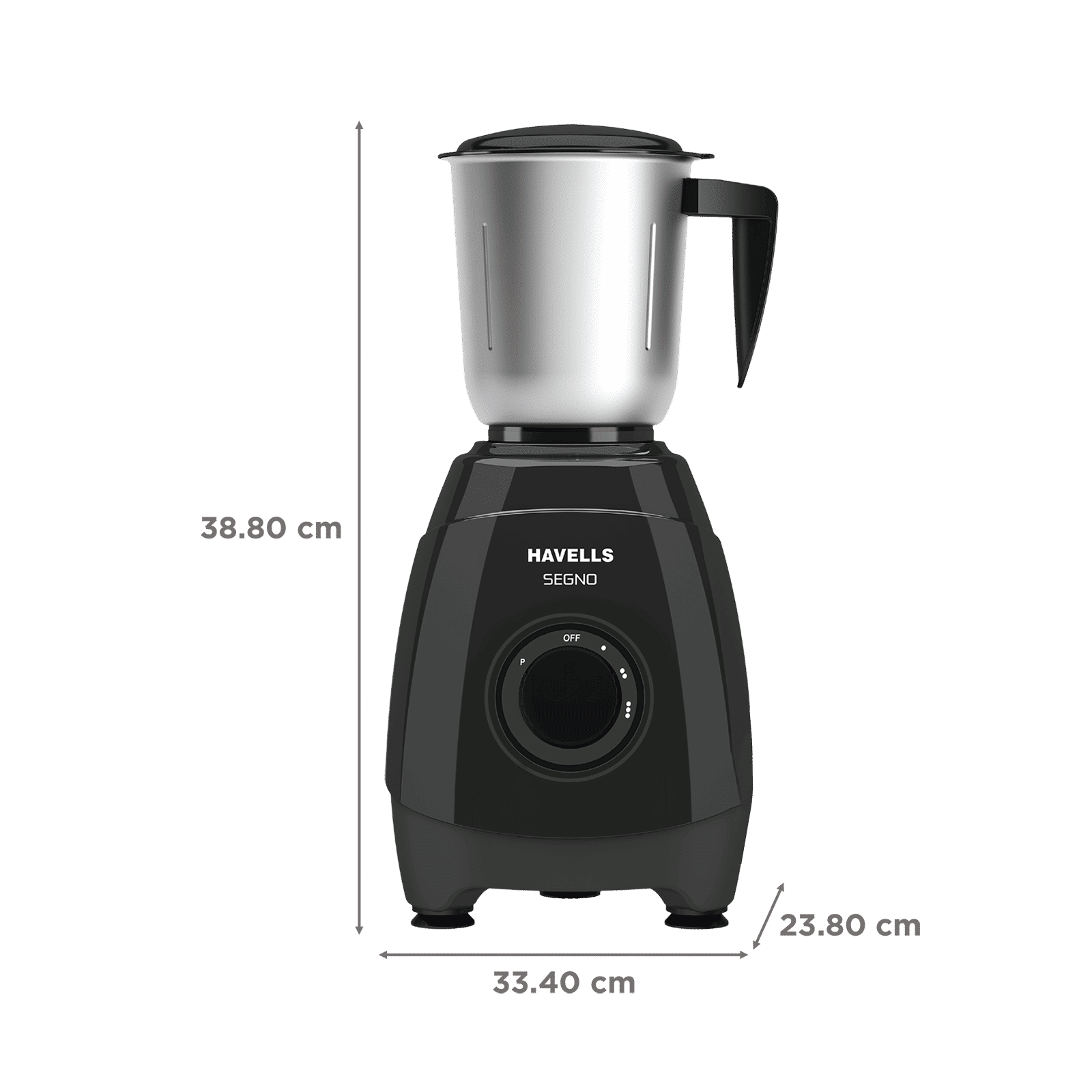HAVELLS Segno Plus 550 Watt 3 Jars Juicer Mixer Grinder (21000 RPM, Heavy Duty Motor, Black)_3