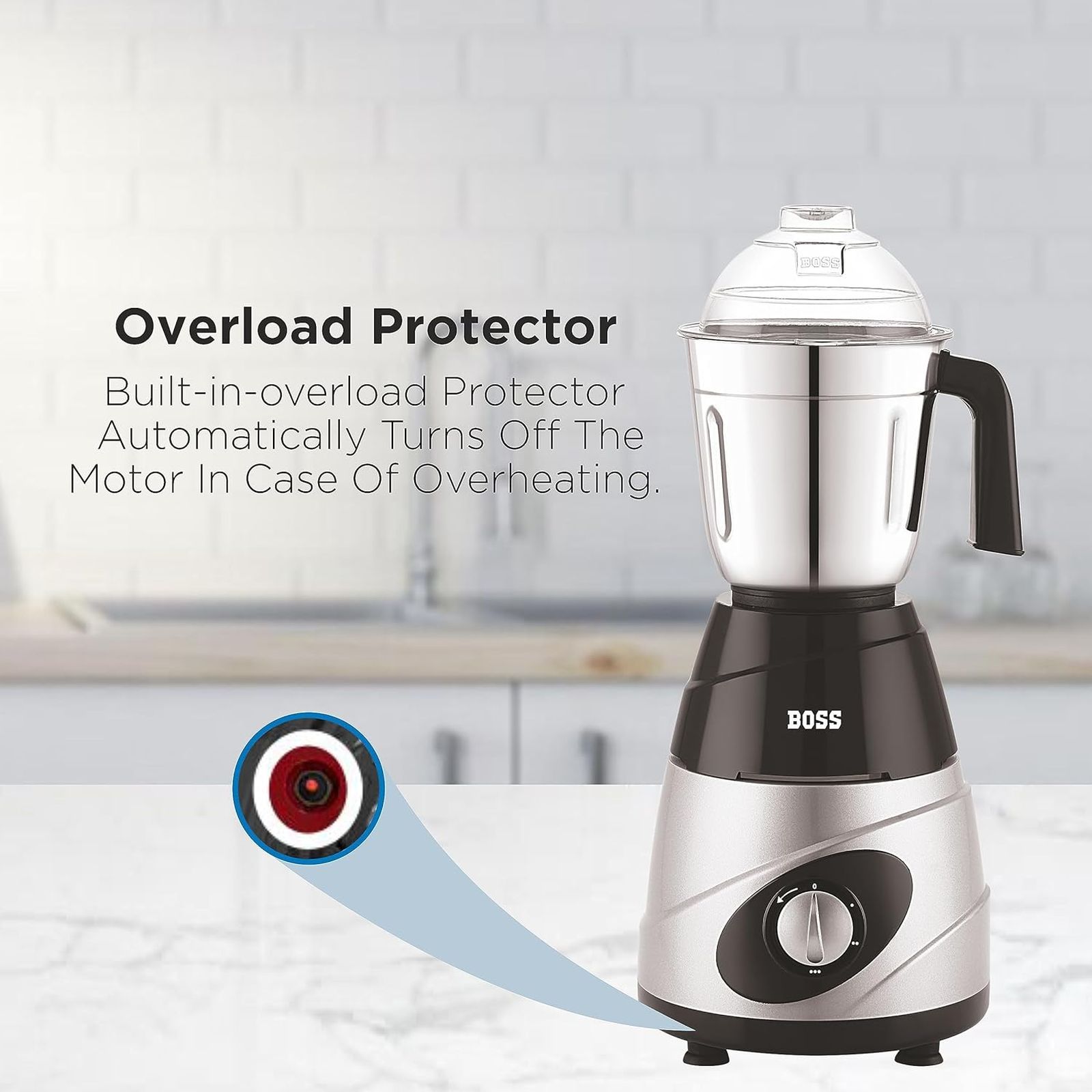 BOSS Thunder Deluxe 550 Watt 3 Jars Mixer Grinder (21000 RPM, Thunderous Performance, Black Silver)_9