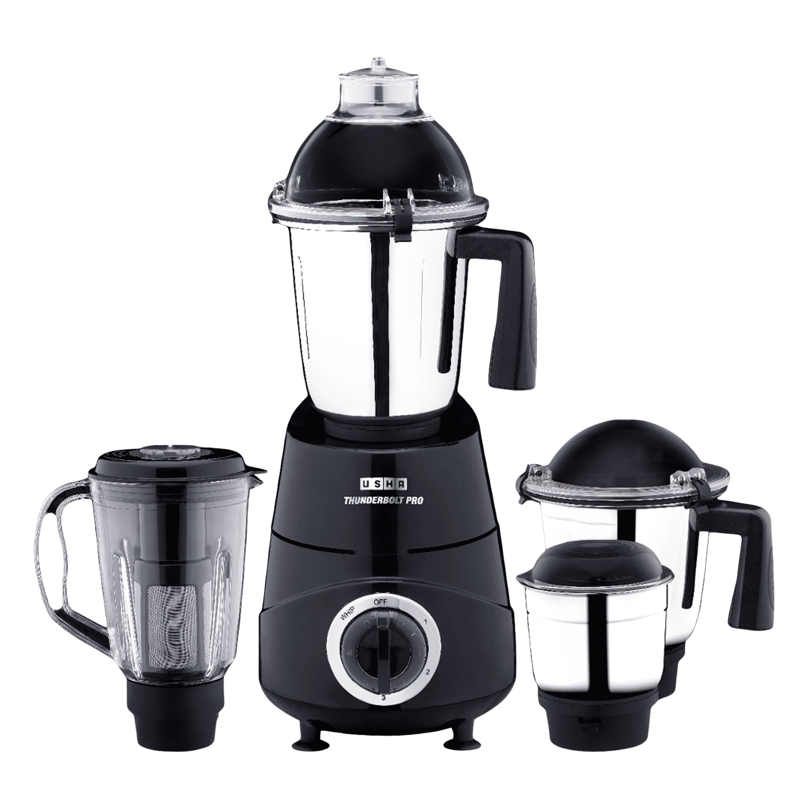 USHA Thunderbolt Pro 1000 Watt 4 Jars Mixer Grinder (ABS Plastic Blade, Black)_1
