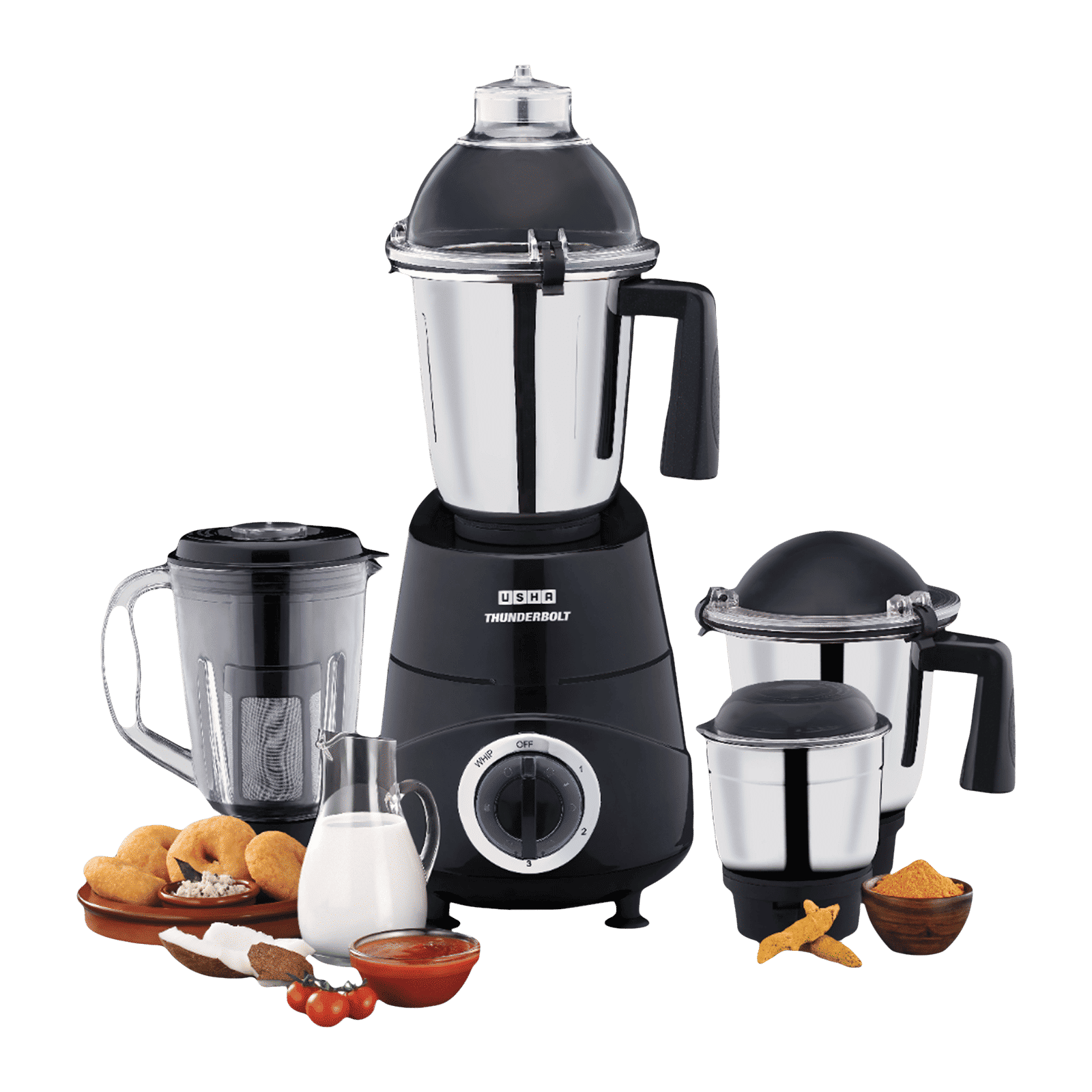 USHA Thunderbolt Pro 1000 Watt 4 Jars Mixer Grinder (ABS Plastic Blade, Black)_5