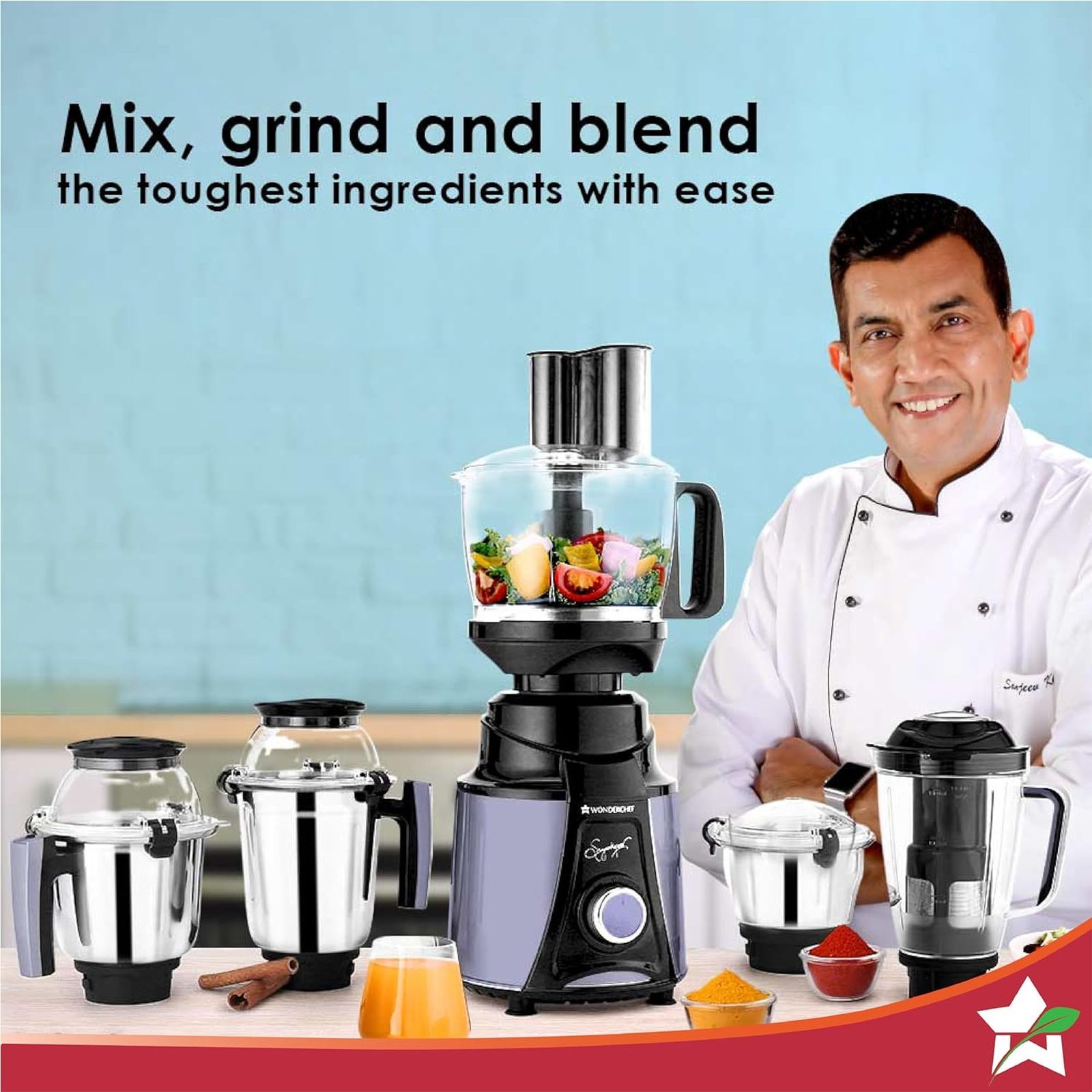 WONDERCHEF Galaxy 750 Watt 4 Jars Mixer Grinder (Copper Motor, Black & Grey)_8