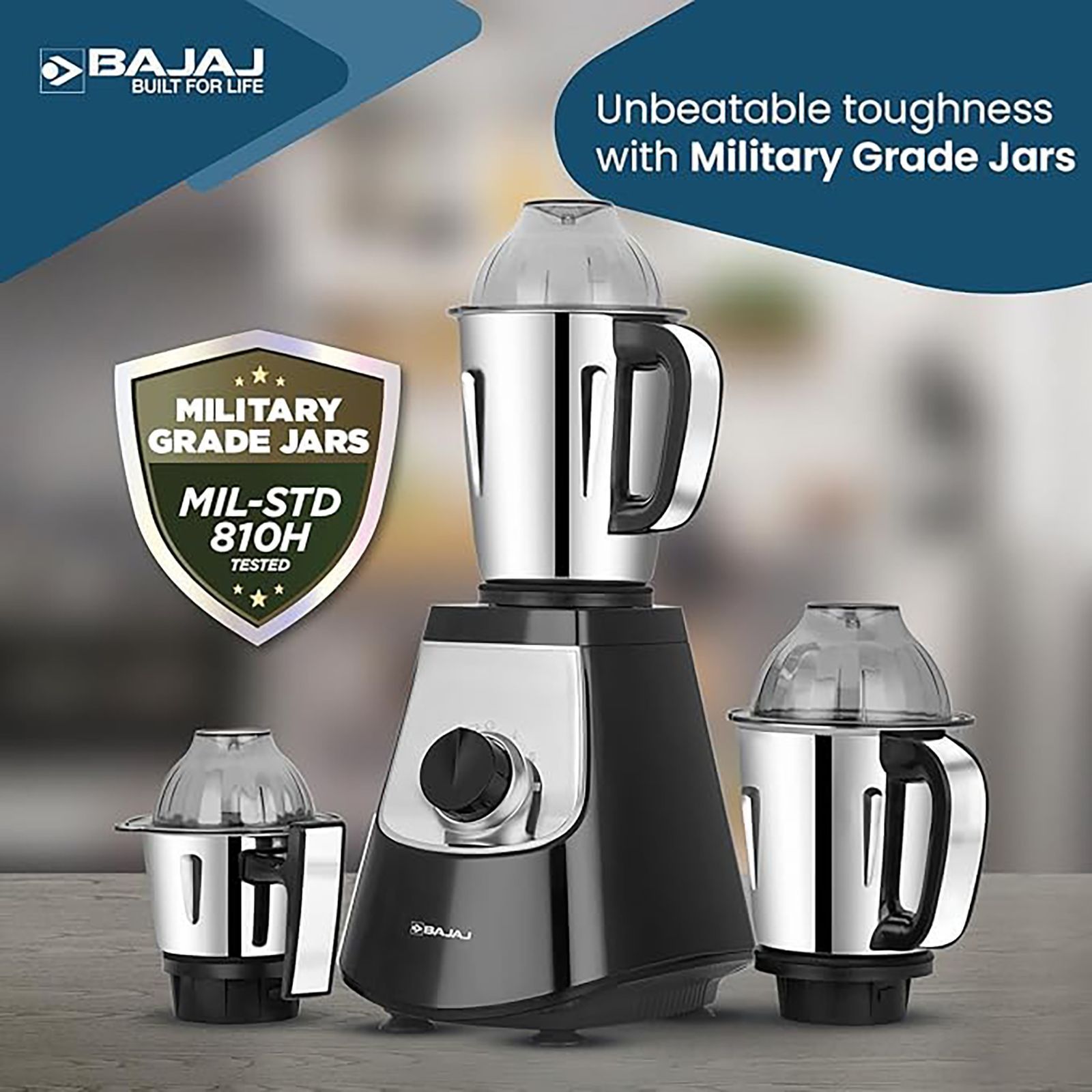BAJAJ Military Series Evoque 1000 Watt 4 Jars Juicer Mixer Grinder (Efficient Grinding, Jet Black)_8