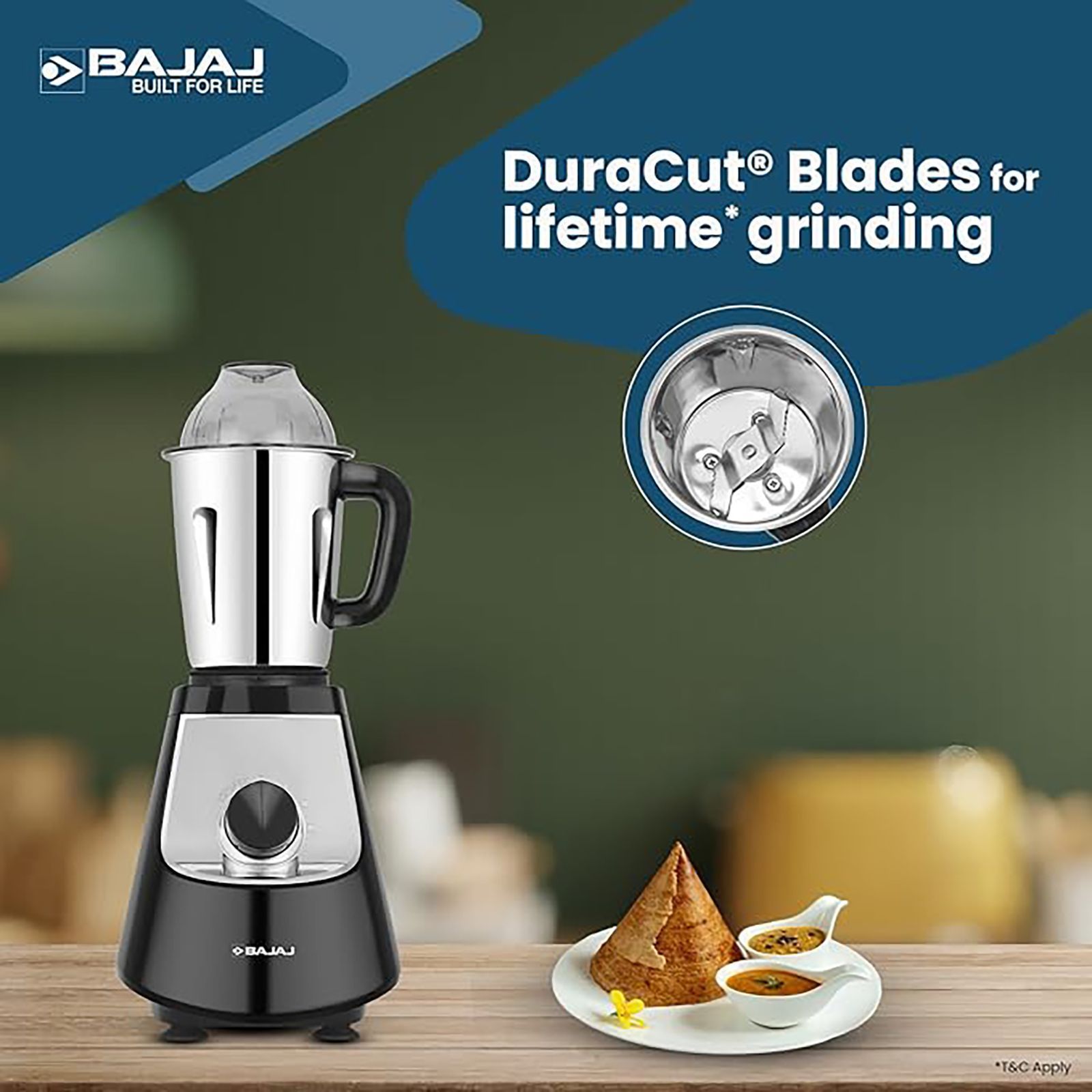 BAJAJ Military Series Evoque 1000 Watt 4 Jars Juicer Mixer Grinder (Efficient Grinding, Jet Black)_9