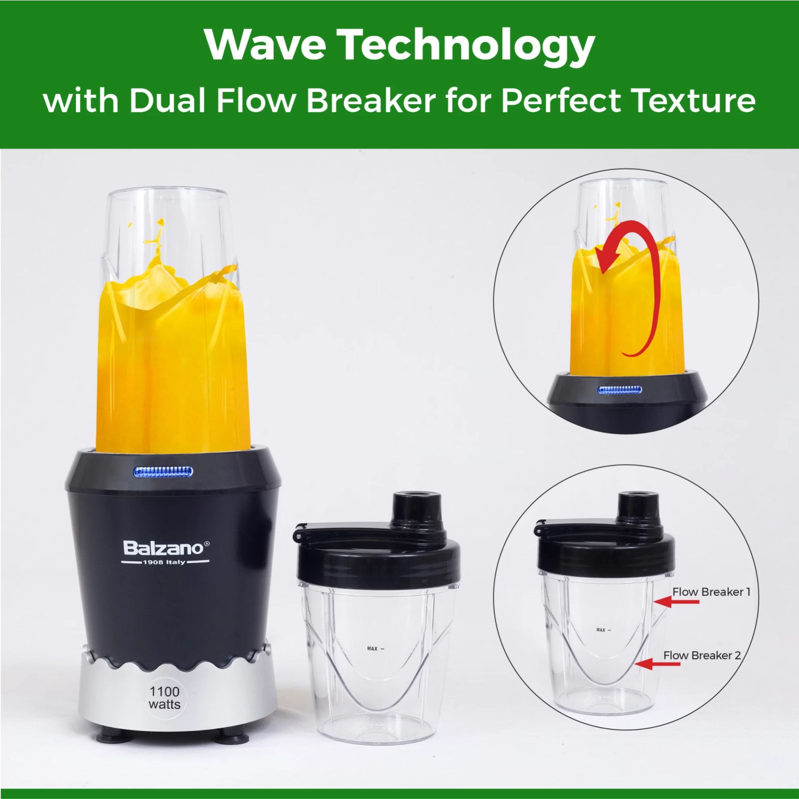 Balzano Nutri 1100 Watt 2 Jars Mixer Grinder Blender (22000 RPM, Wave Technology, Black)_7