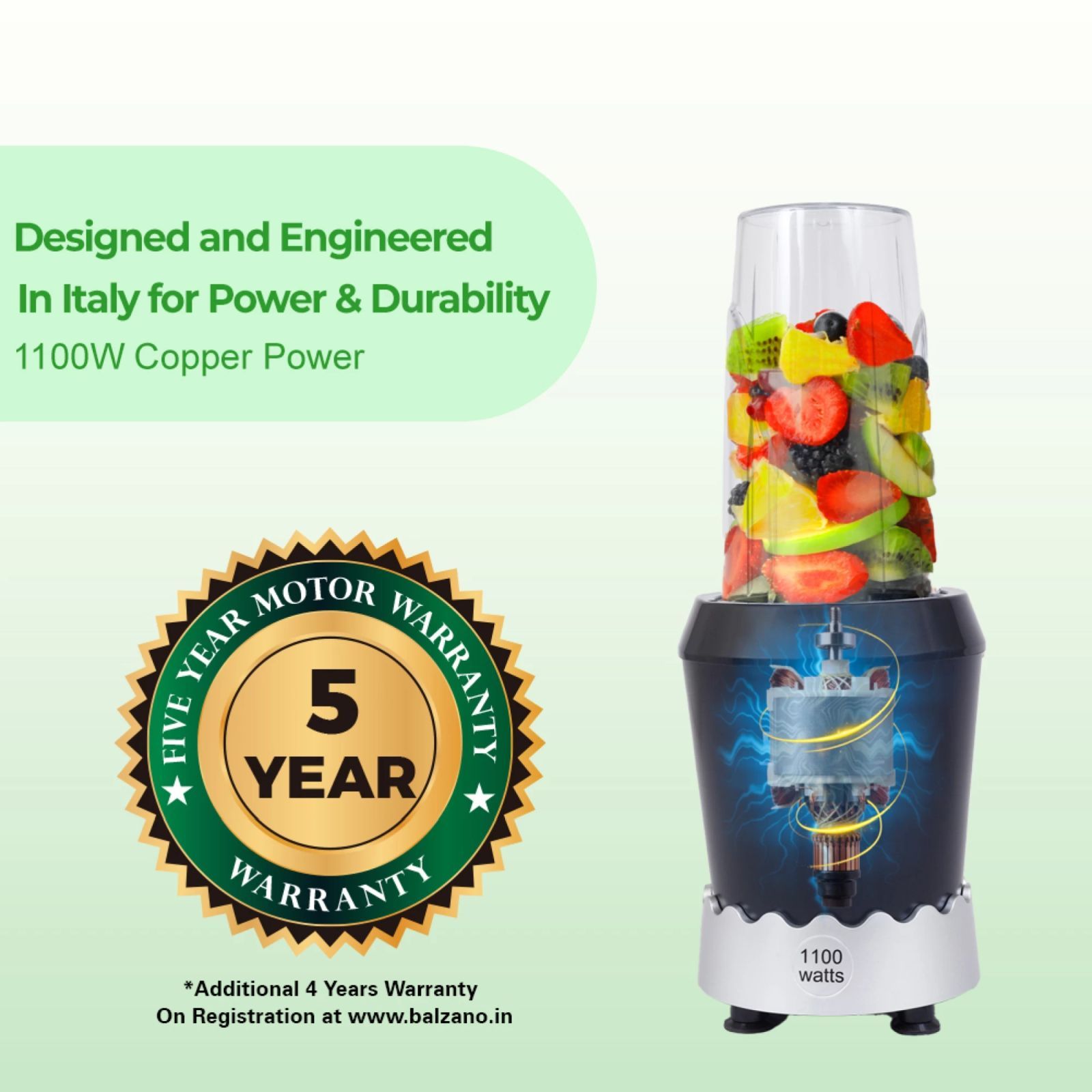 Balzano Nutri 1100 Watt 2 Jars Mixer Grinder Blender (22000 RPM, Wave Technology, Black)_8