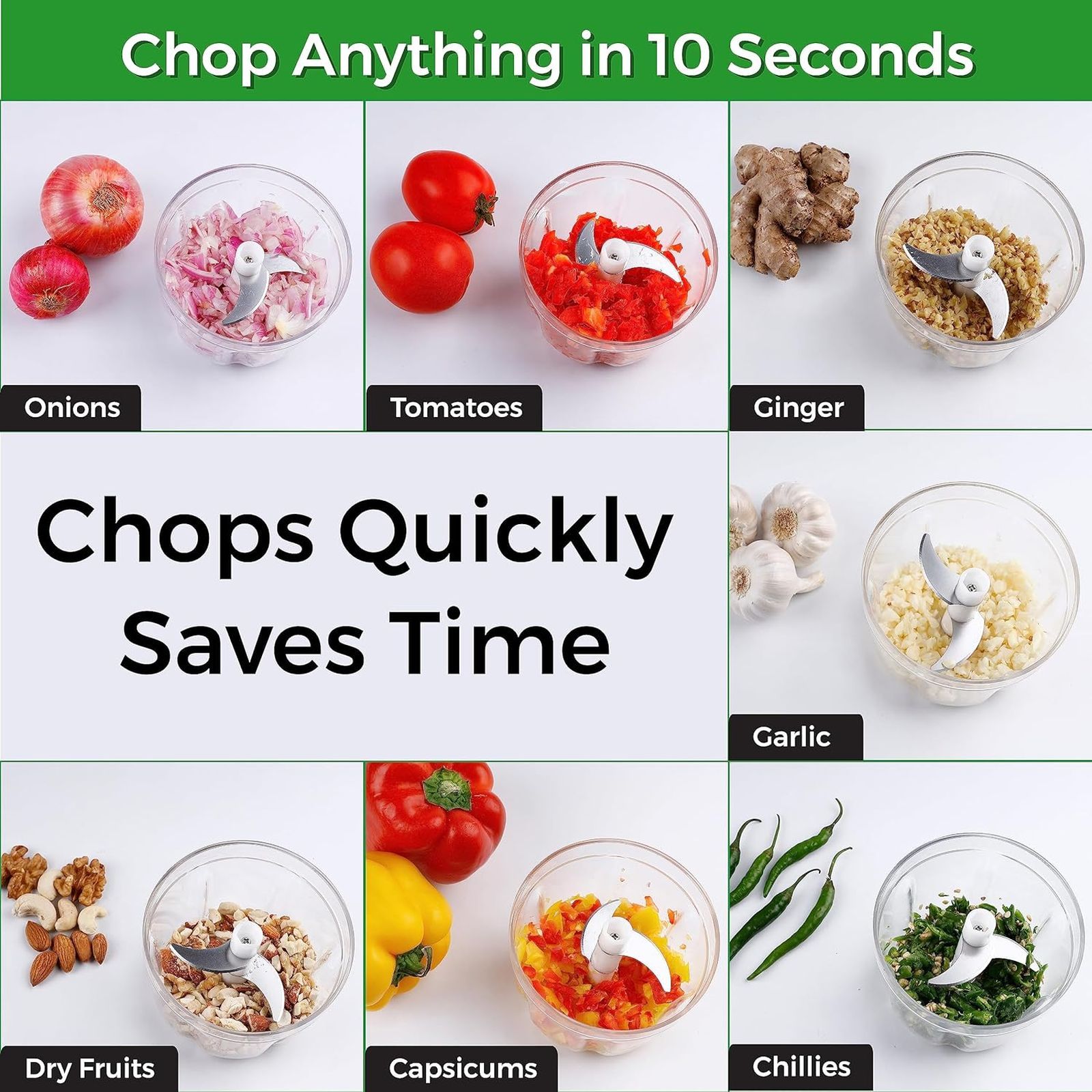 Balzano Chopper Max 30 Watt Electric Vegetable Chopper with 3 Blades (White)_7