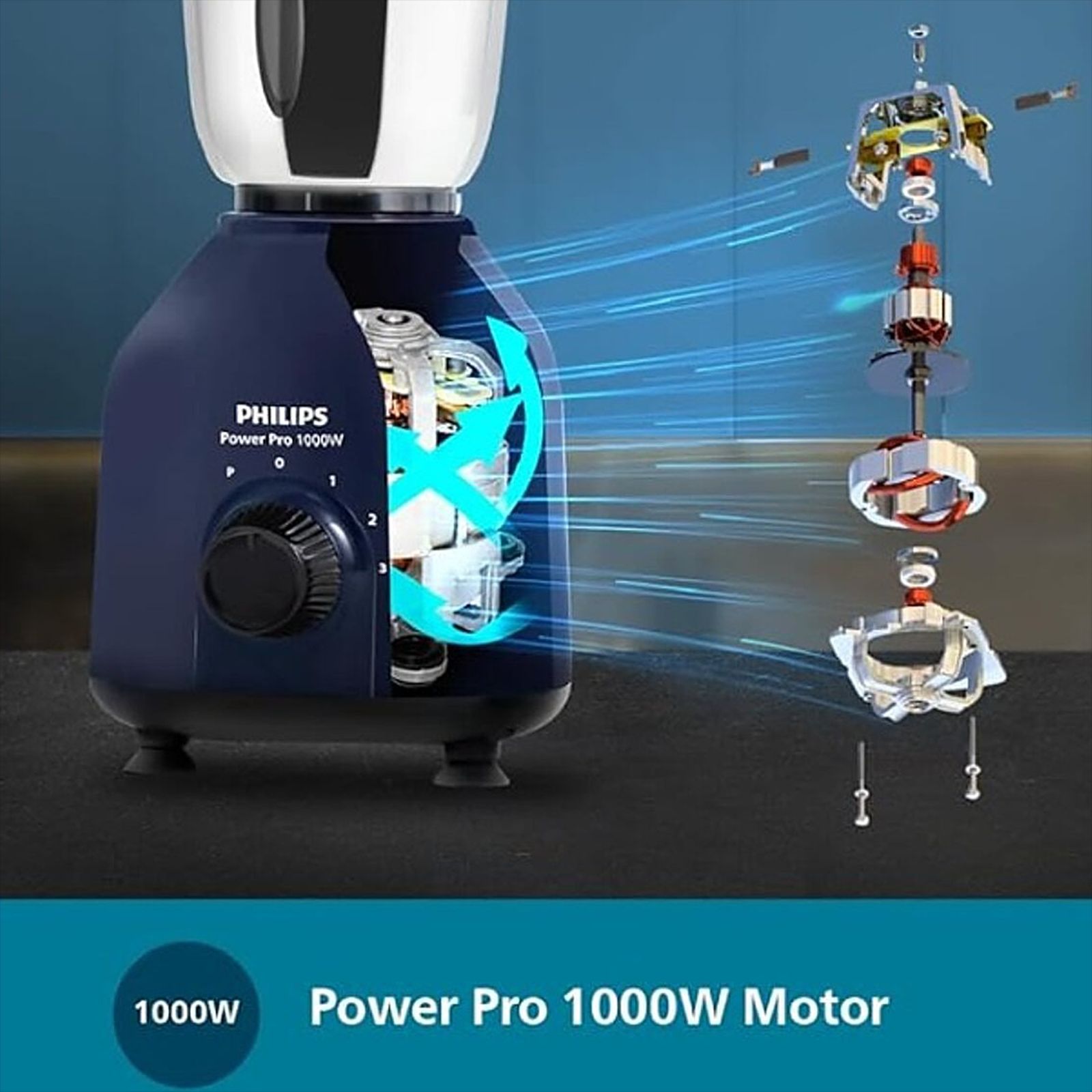 PHILIPS 1000 Watt 3 Jars Mixer Grinder (QuickCool Ventilation Technology, Black)_9