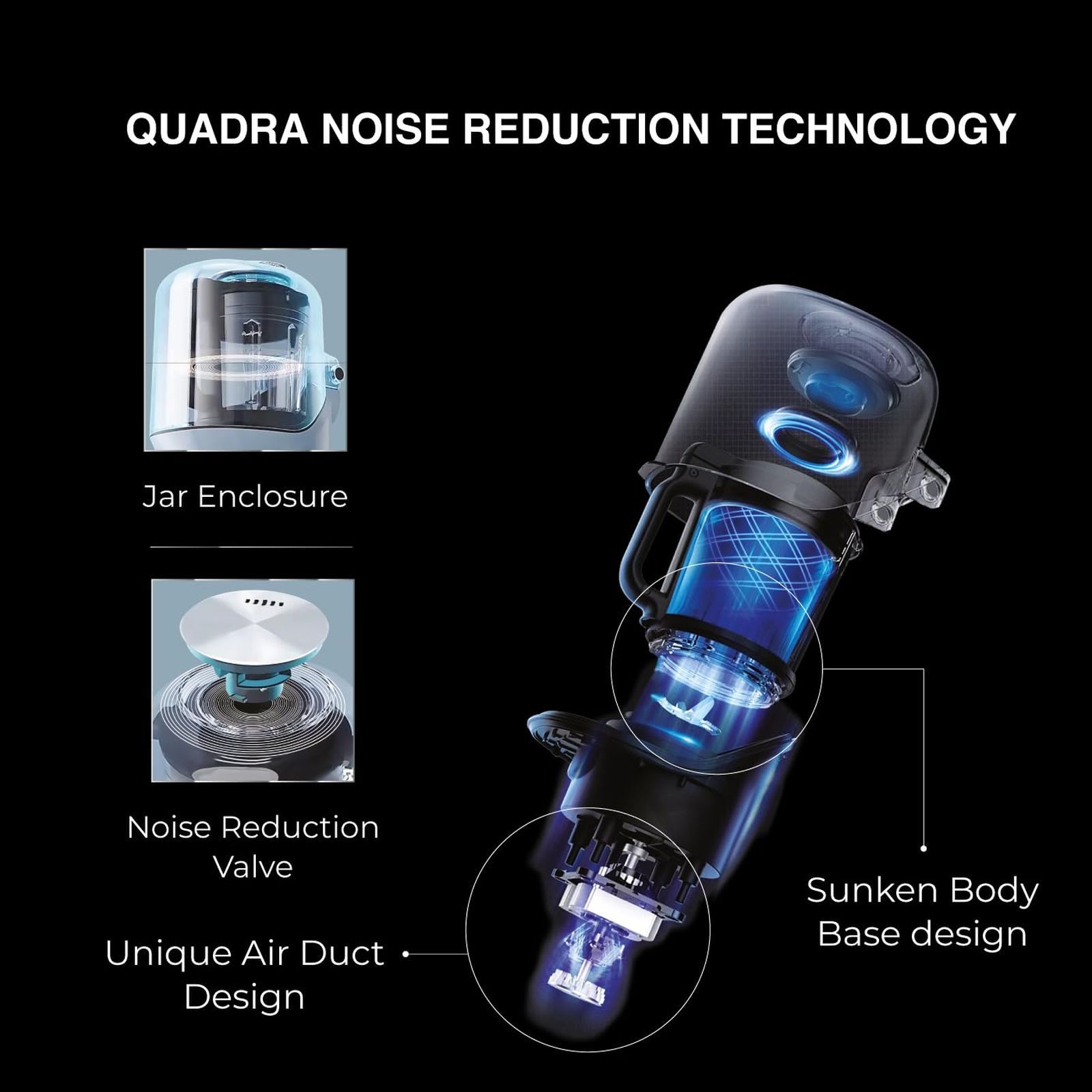 USHA iChef 1000 Watt 2 Jars Blender Heater ( Quadra Noise Reduction Technology, Blue)_5