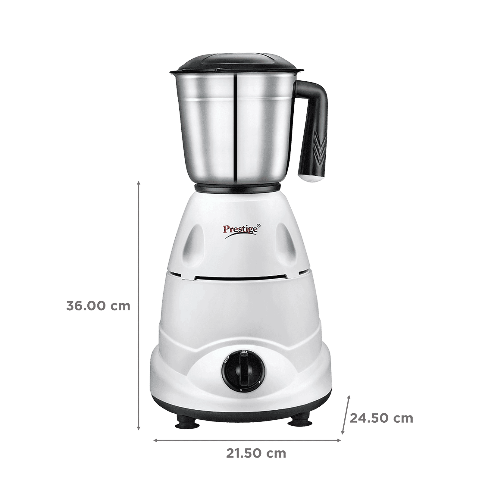 Prestige Primo 500 Watt 3 Jars Mixer Grinder (Ergonomic Design, White and Black)_3