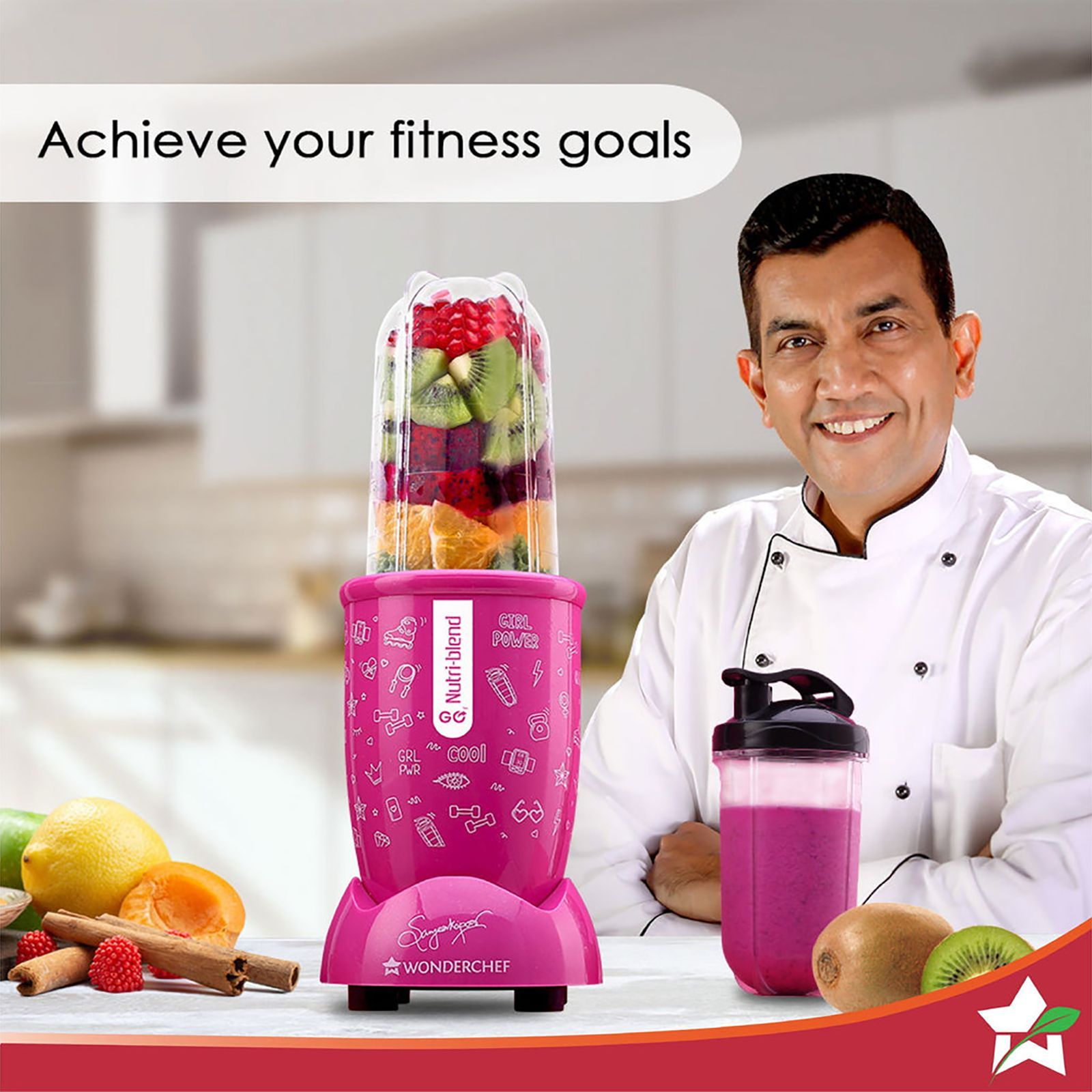 WONDERCHEF Nutri-Blend Go 400 Watt 1 Jar Mixer Grinder Blender (22000 RPM, Crafted for Fitness Enthusiasts, Pink)_4