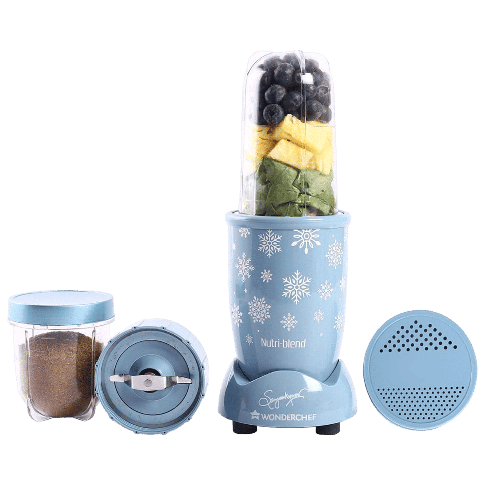 WONDERCHEF Nutri-blend Snowflakes 400 Watt 2 Jars Mixer Grinder Blender (22000 RPM, Full Copper Motor, Blue)_1