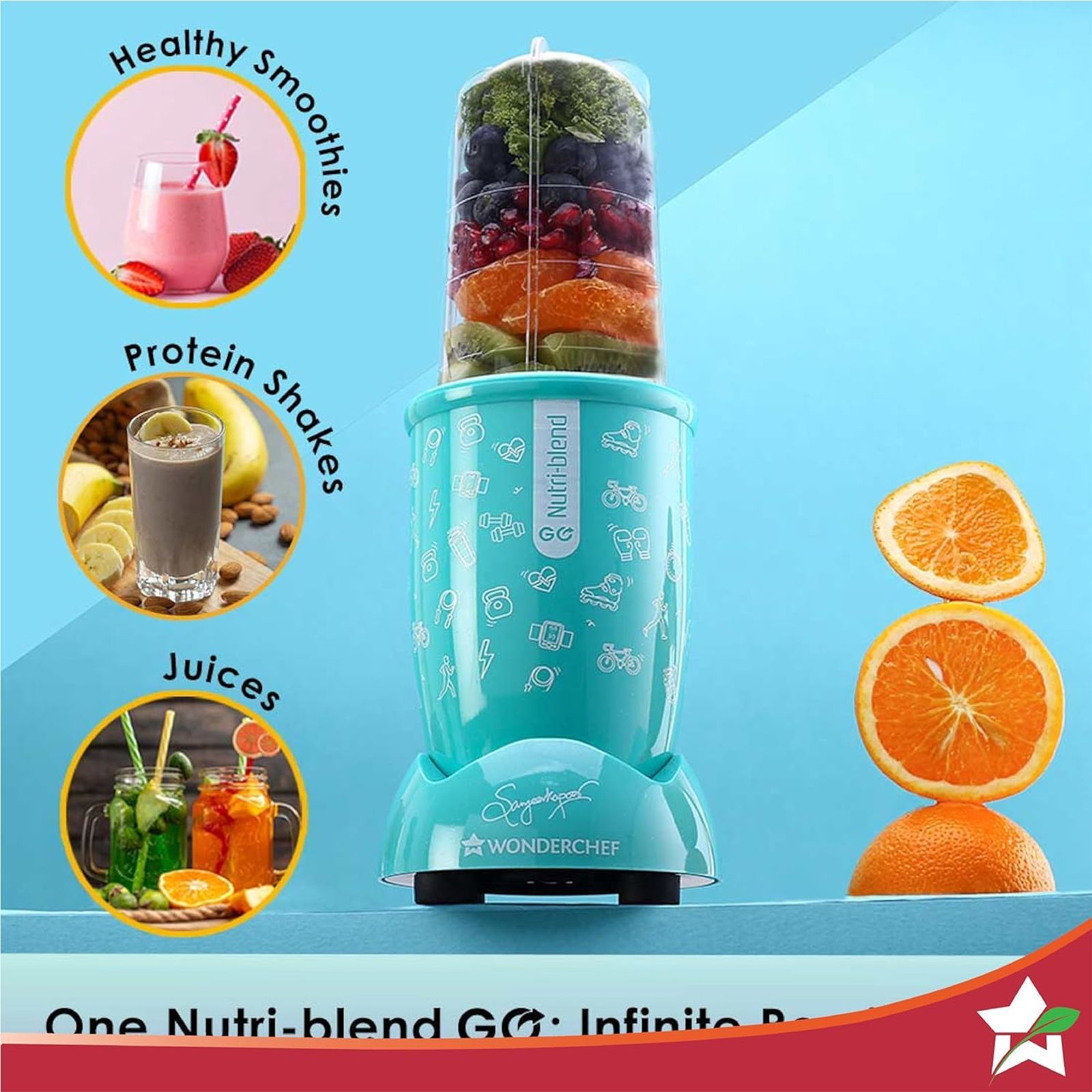 WONDERCHEF Nutri-Blend Go 400 Watt 1 Jar Mixer Grinder Blender (22000 RPM, Crafted for Fitness Enthusiasts, Mint) WONDERCHEF Nutri-Blend Go 400 Watt 1 Jar Mixer Grinder Blender (22000 RPM, Crafted for Fitness Enthusiasts, Mint)_7