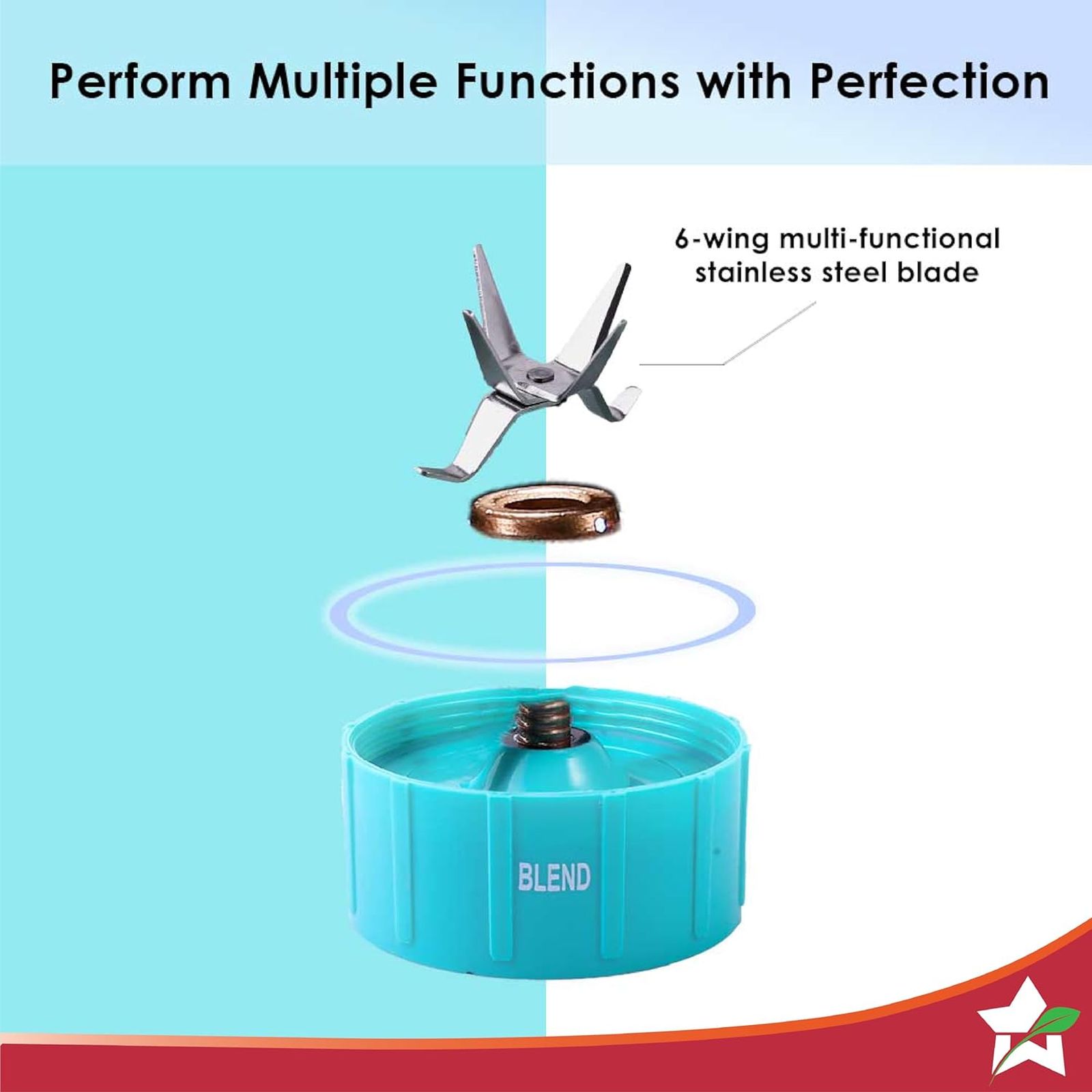 WONDERCHEF Nutri-Blend Go 400 Watt 1 Jar Mixer Grinder Blender (22000 RPM, Crafted for Fitness Enthusiasts, Mint) WONDERCHEF Nutri-Blend Go 400 Watt 1 Jar Mixer Grinder Blender (22000 RPM, Crafted for Fitness Enthusiasts, Mint)_3