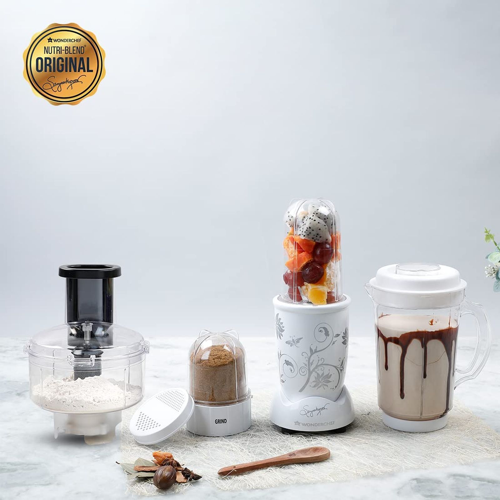 WONDERCHEF Nutri-Blend 400 Watt Food Processor with Stainless Steel Blades (White)_3