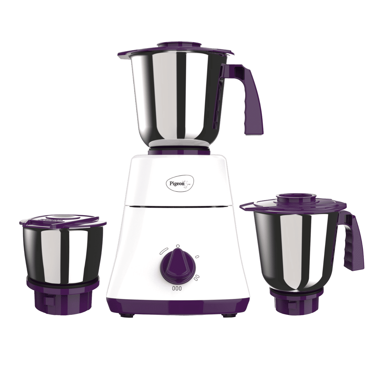 Pigeon 16086 Favourite 500 Watt 3 Jars Mixer Grinder (Shock Proof Body, White & Purple)_1