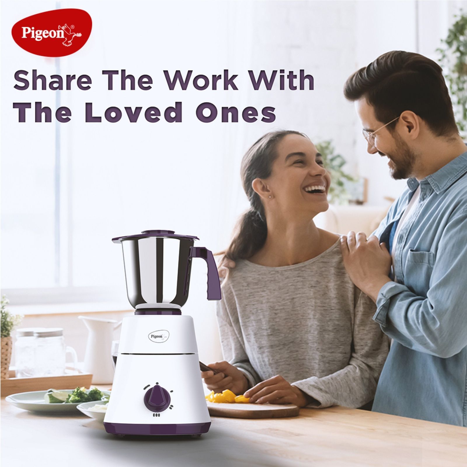 Pigeon 15024 Favourite 500 Watt 4 Jars Mixer Grinder (19000 RPM, Shock Proof Body, White & Purple_8