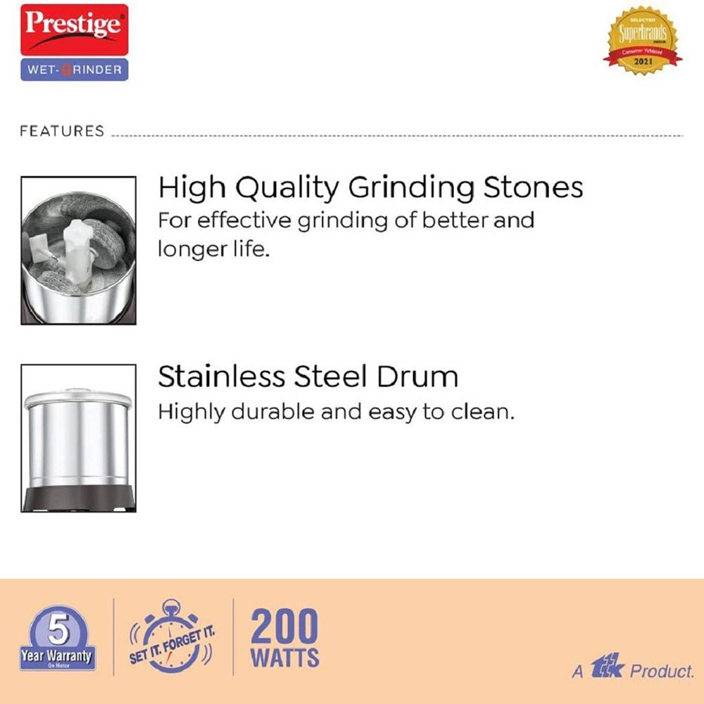 Prestige Vertical PVG 2.0 2 Litres 2 Stones Wet Grinder (Heavy Duty Motor, Black & Orange)_7