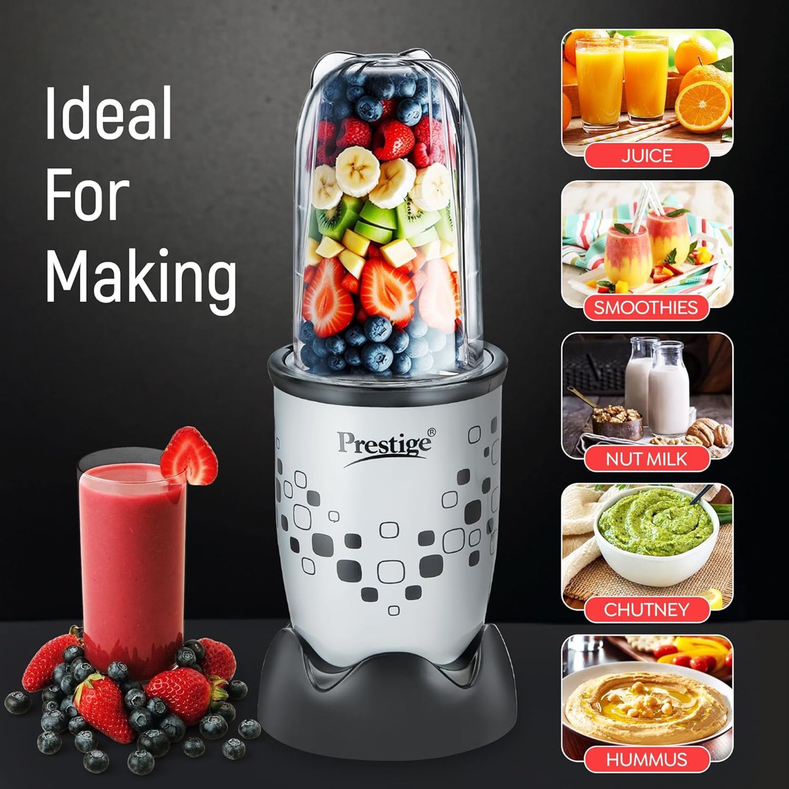 Prestige Nutri-Mix 2.0 350 Watt 2 Jars Mixer Grinder (Dual Safety Inter-Lock System, Black & Grey)_7