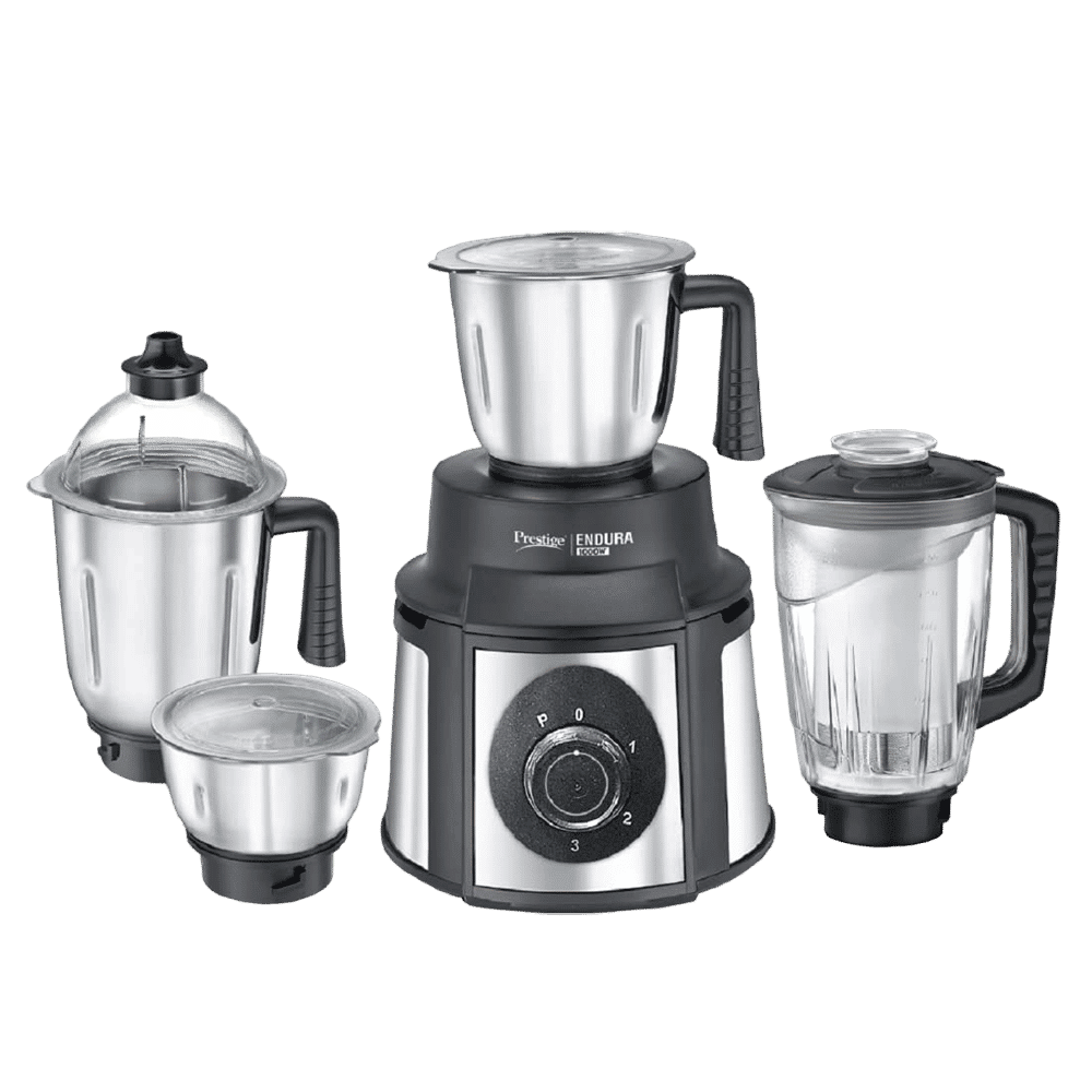 Prestige Endura 1000 Watt 4 Jars Juicer Mixer Grinder (Ball Bearing Technology, Black & Silver)_1