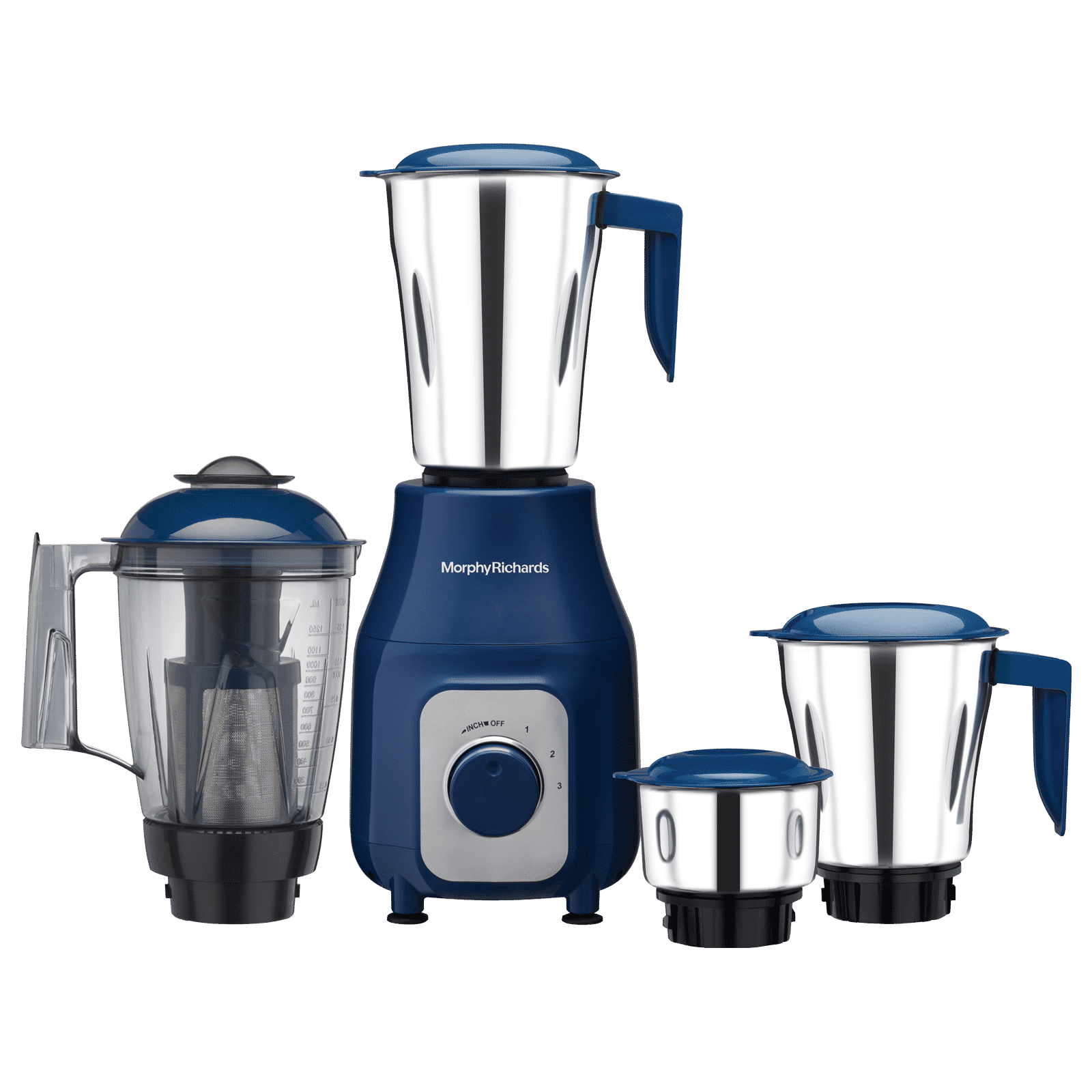 Morphy Richards Tetra Blend 750 Watt 4 Jars Juicer Mixer Grinder (20000 RPM, Overload Protection, Blue and Chrome)_1