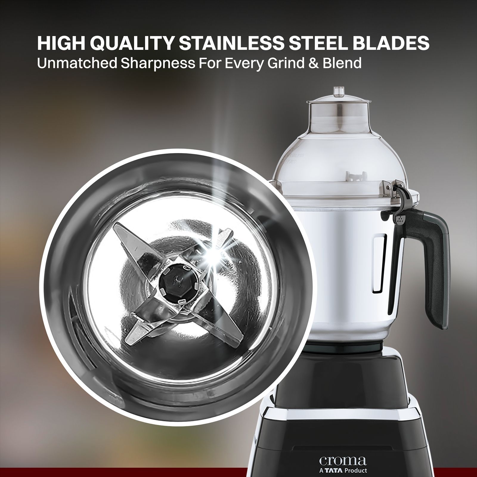 Croma 800 Watt 4 Jars Juicer Mixer Grinder (20000 RPM, Copper Motor, Black & Silver)_9