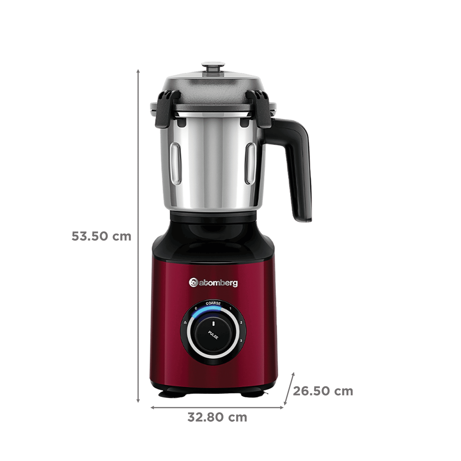 Atomberg Zenova 550 Watt 4 Jars Mixer Grinder (18000 RPM, Hands Free Operation, Red Wine)_2
